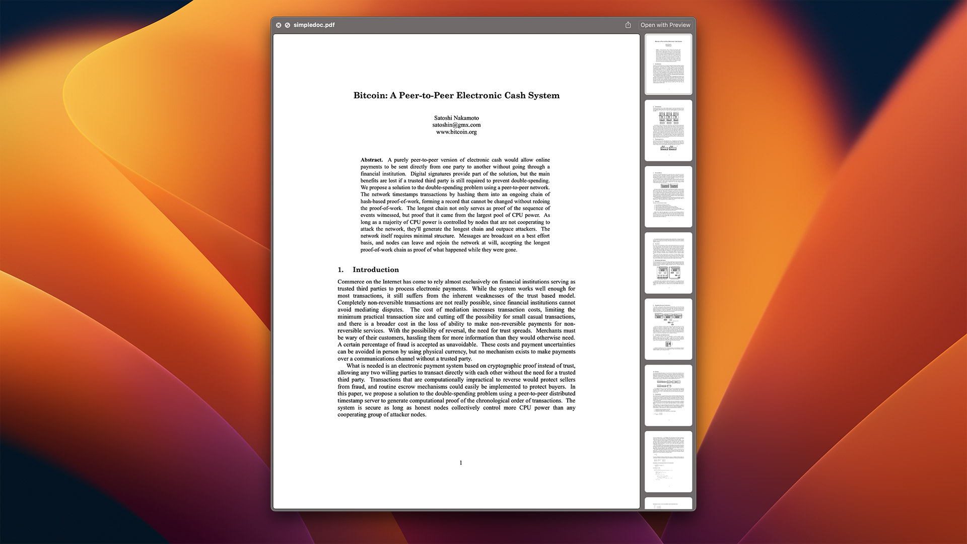 Apple removes Bitcoin whitepaper from the latest macOS beta