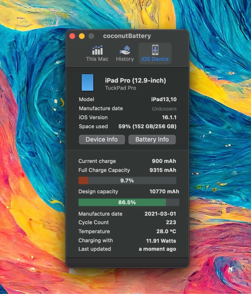 voir l'état de la batterie de l'iPad 2