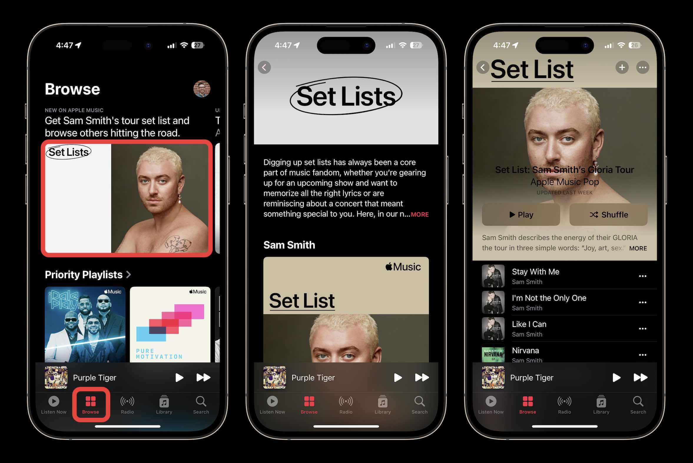 find Apple Music Set Lists tour playlists and more