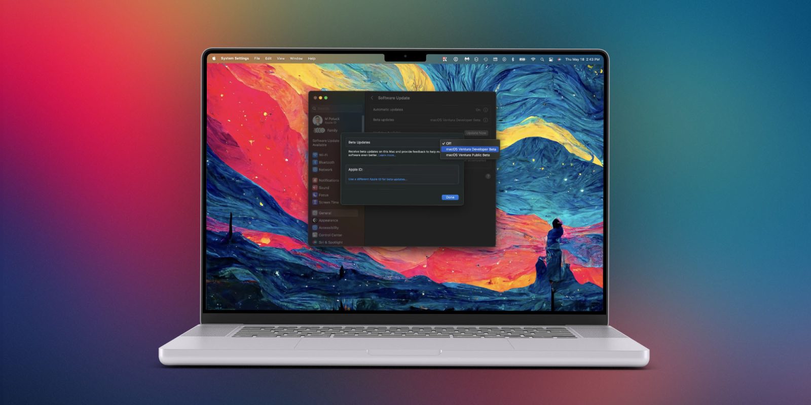 aktifkan macOS beta di Pengaturan