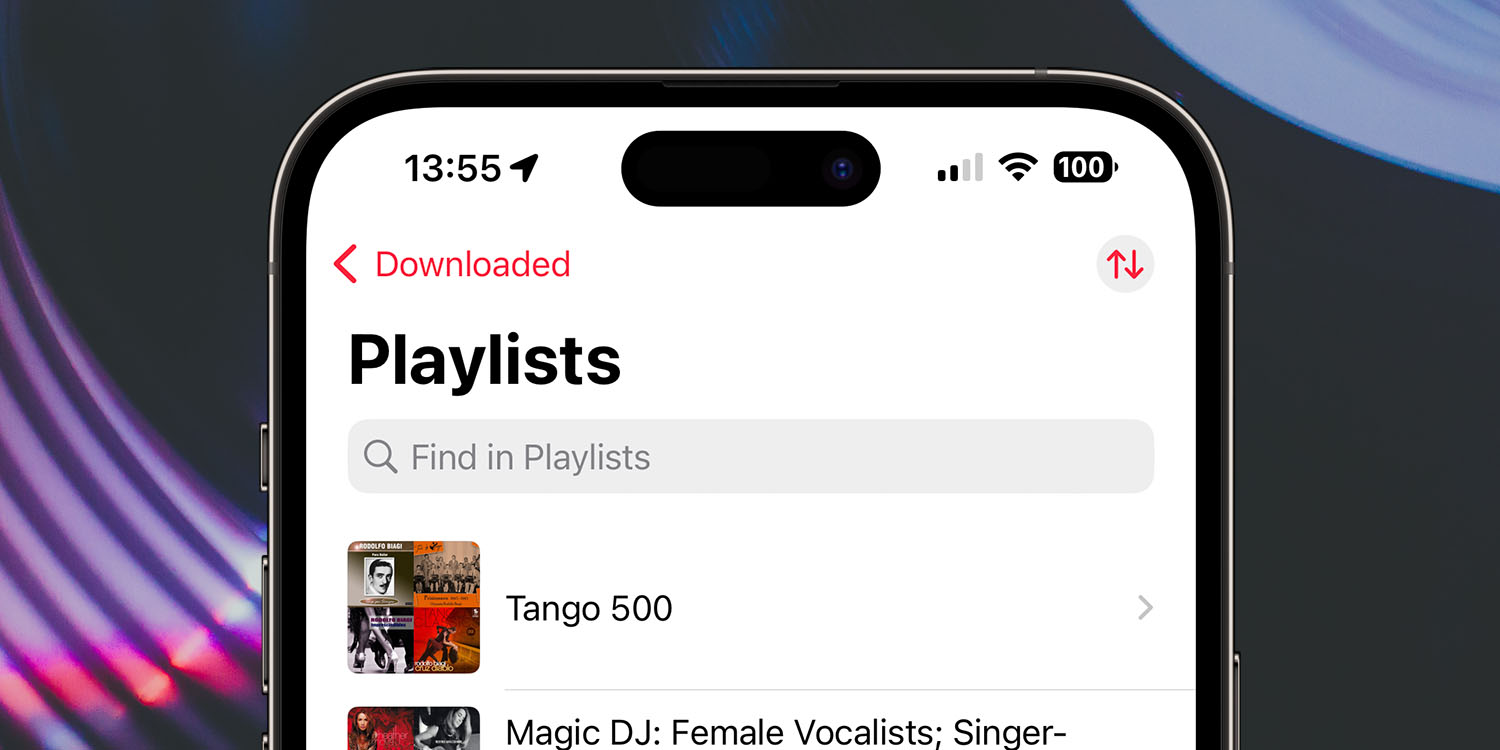 Apple Music downloaded music | Screenshot on LP background