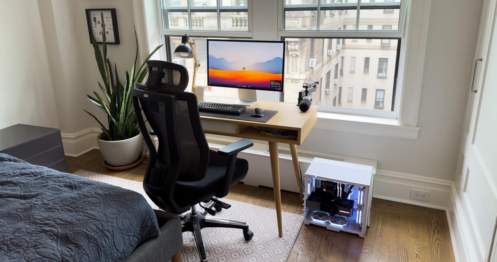 Ian's desk setup with custom rendering PC