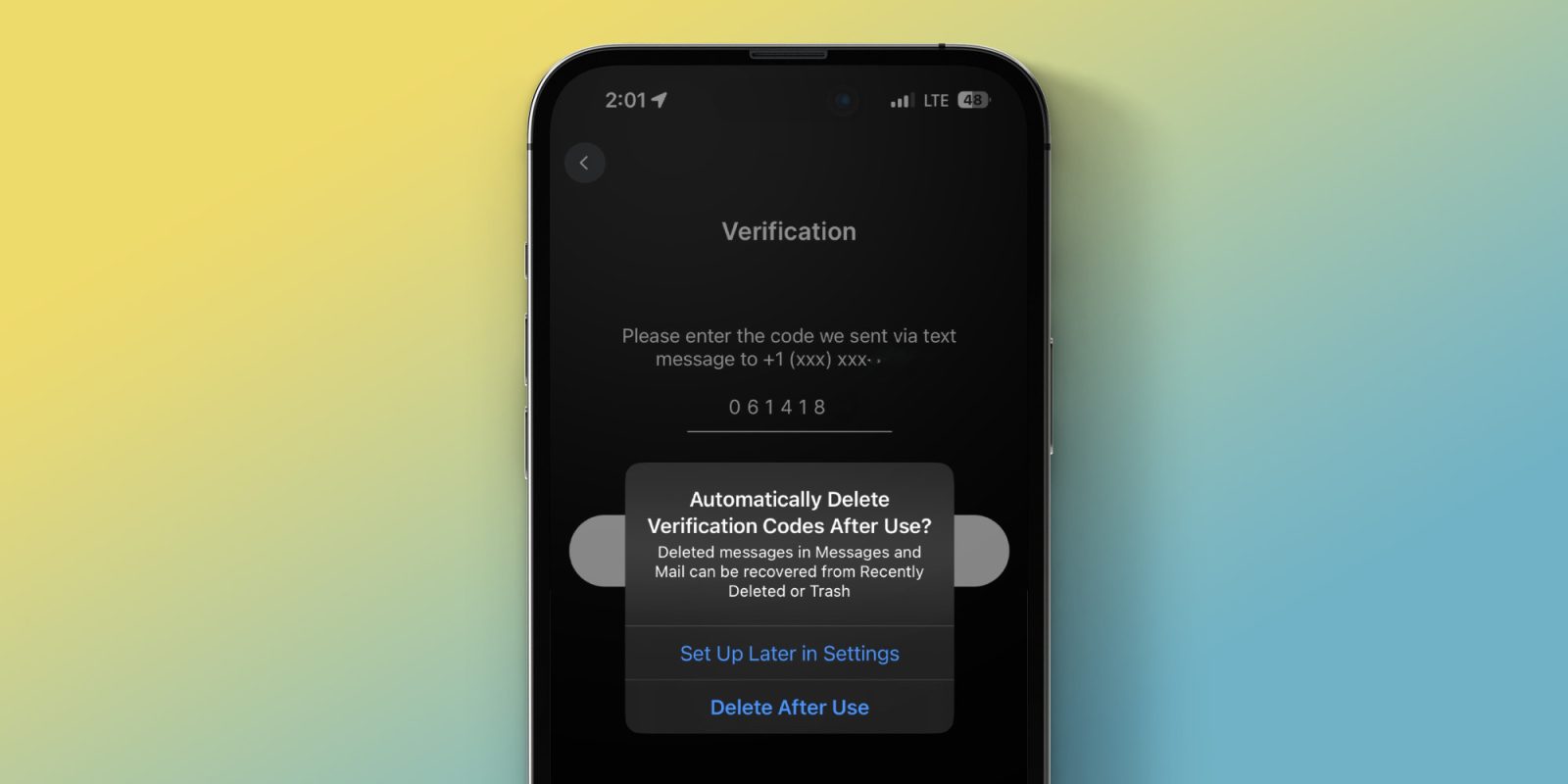 auto delete iPhone verification codes iOS 17