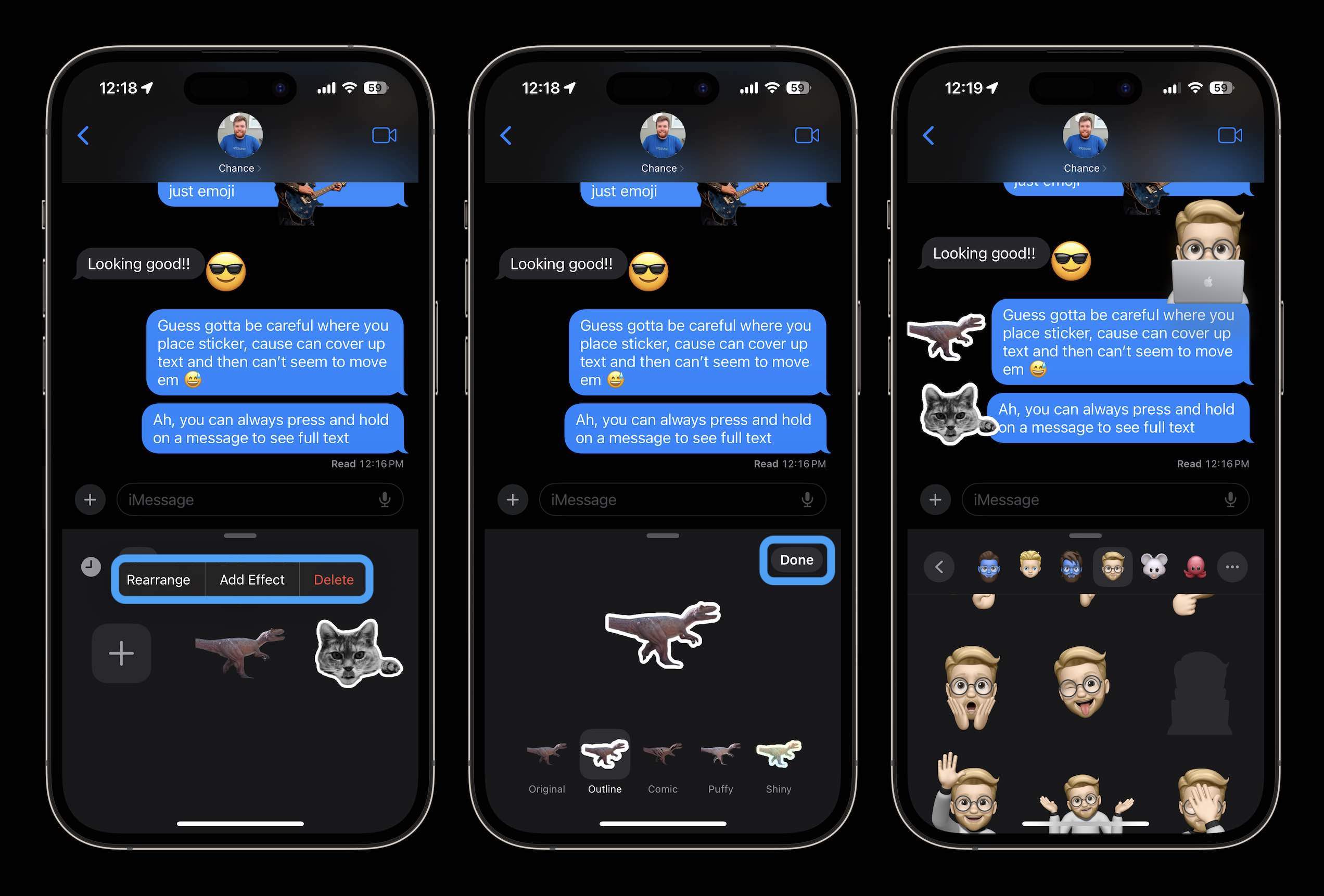 how to make and use iPhone Messages stickers iOS 17 3