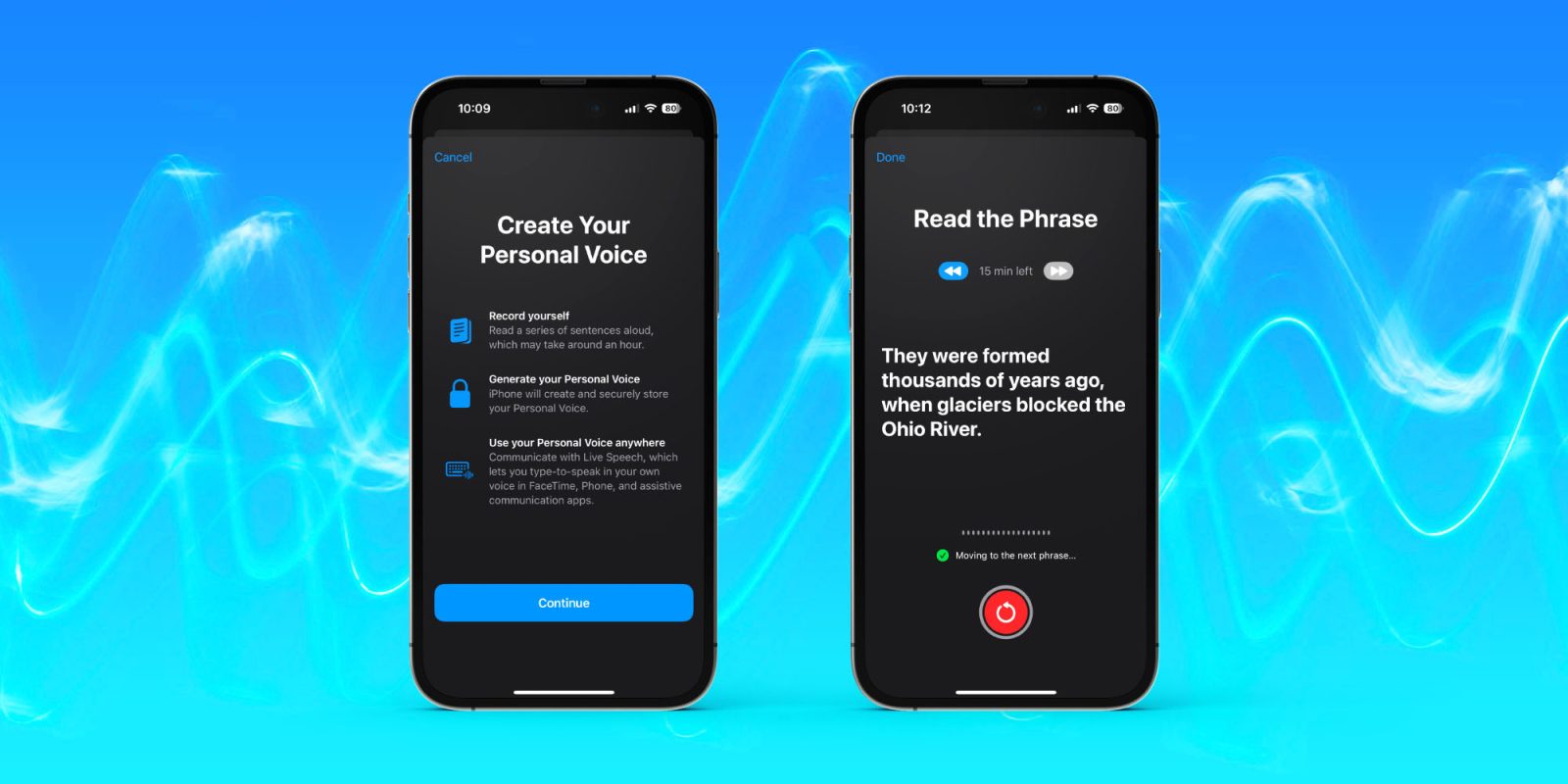 Personal Voice on iPhone iOS 17 set up