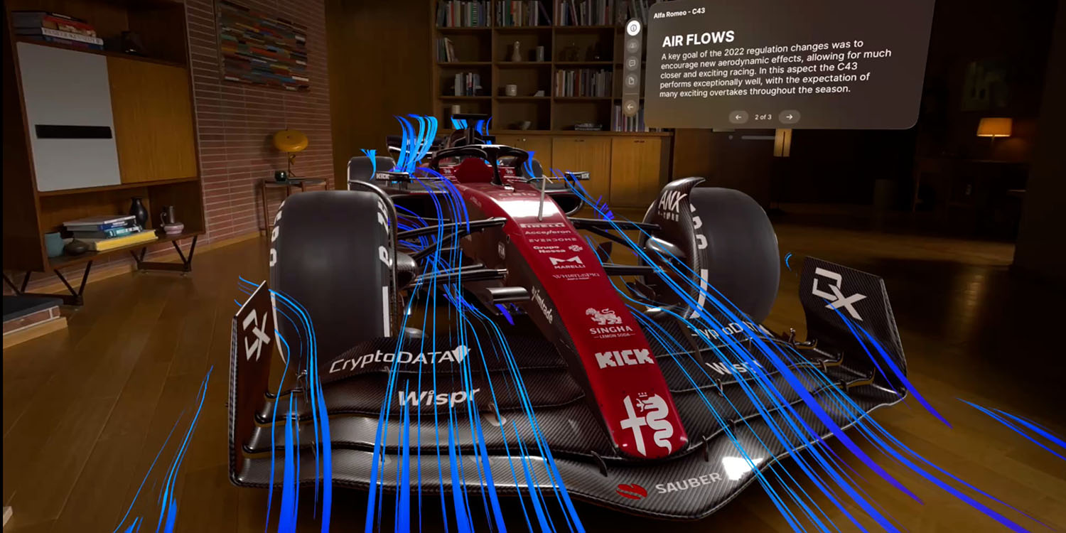 Vision Pro performance | F1 car AR display showing airflow