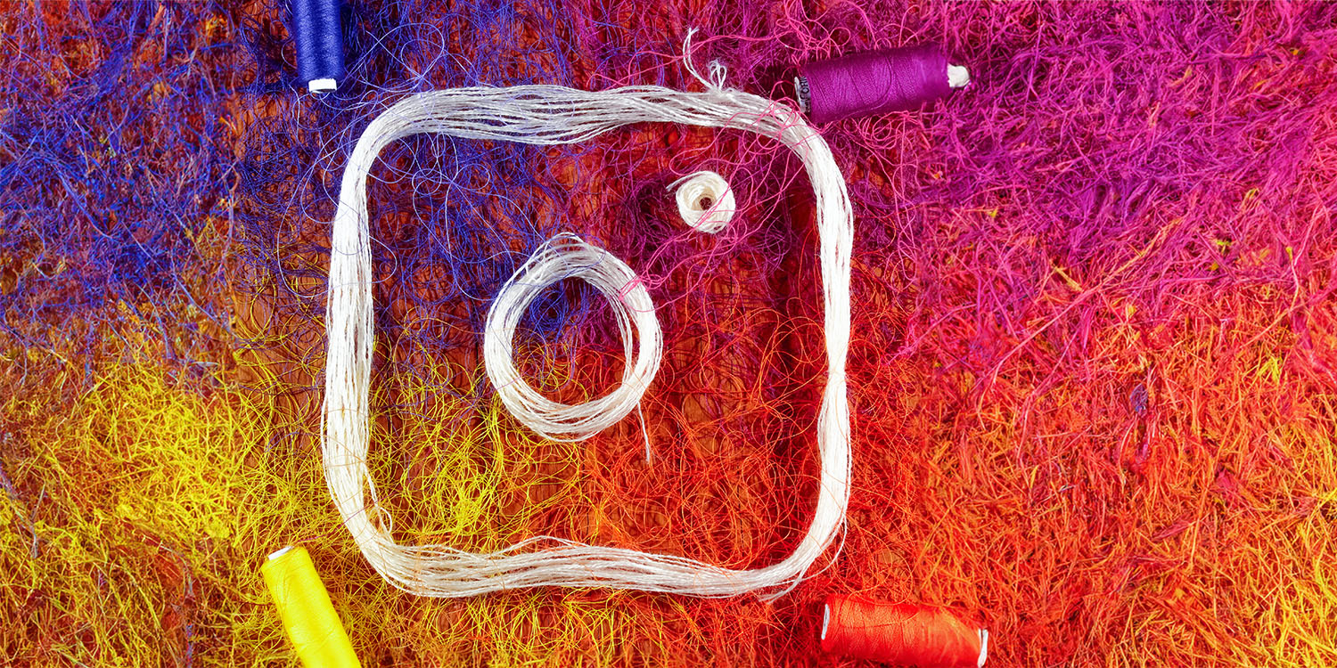 AI images for Instagram | Instagram logo created with cotton thread (and AI)
