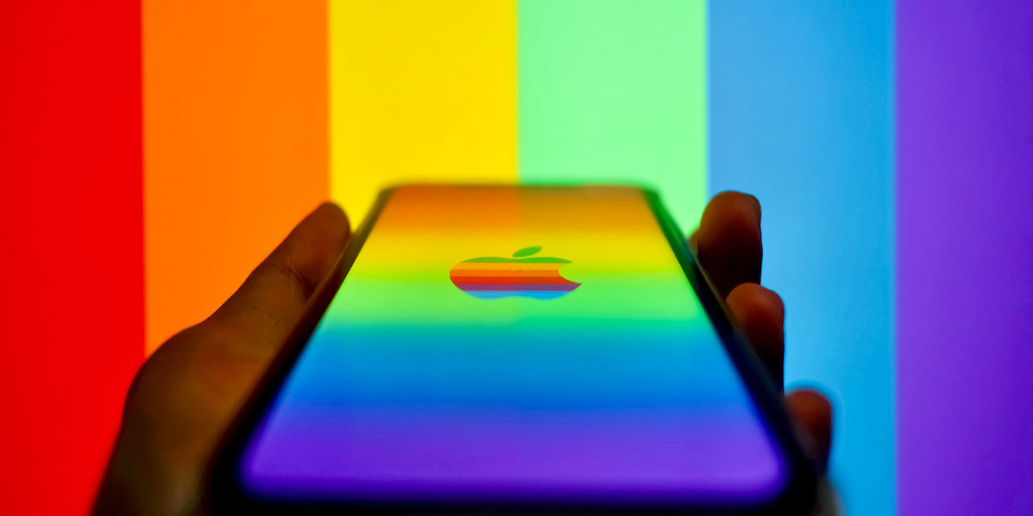 Apple Trade In process | iPhone with Apple rainbow logo