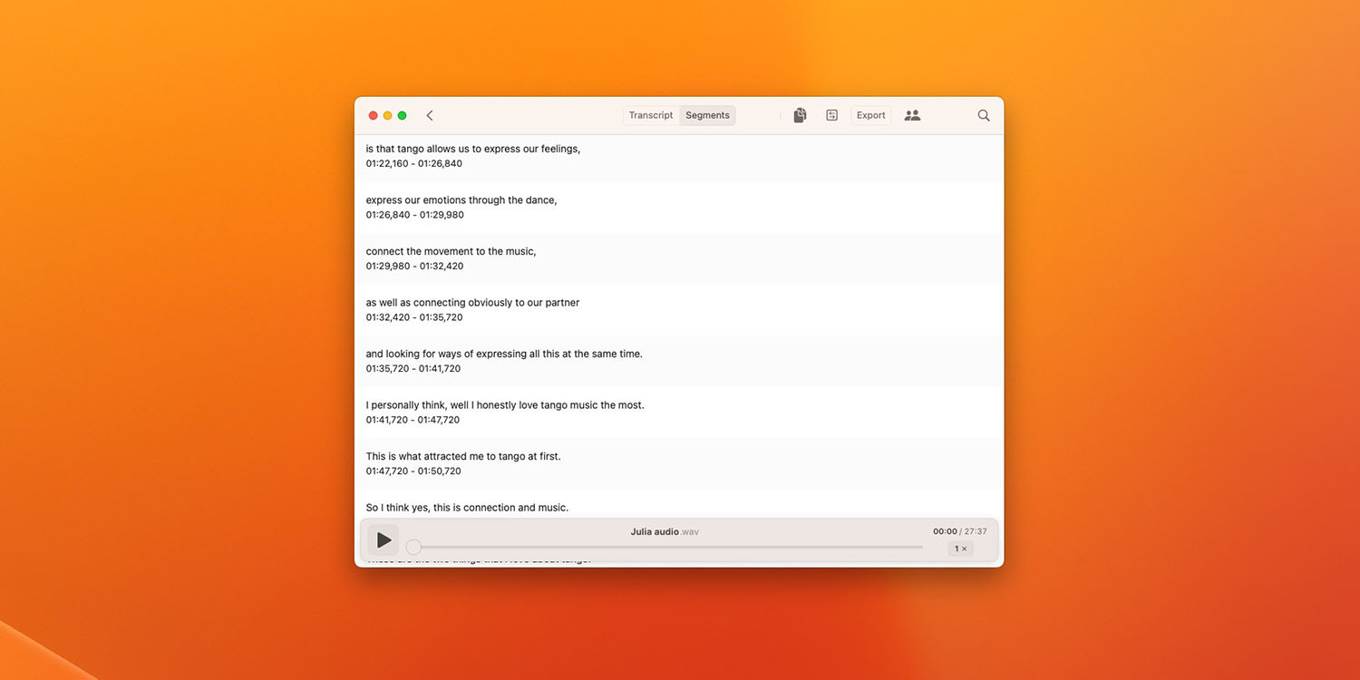 MacWhisper audio transcription