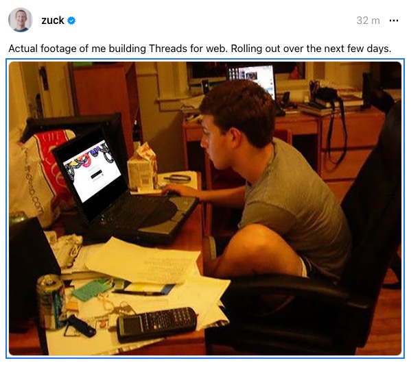 Threads for web rolling out this week, confirms Zuckerberg &#8211; 9to5Mac