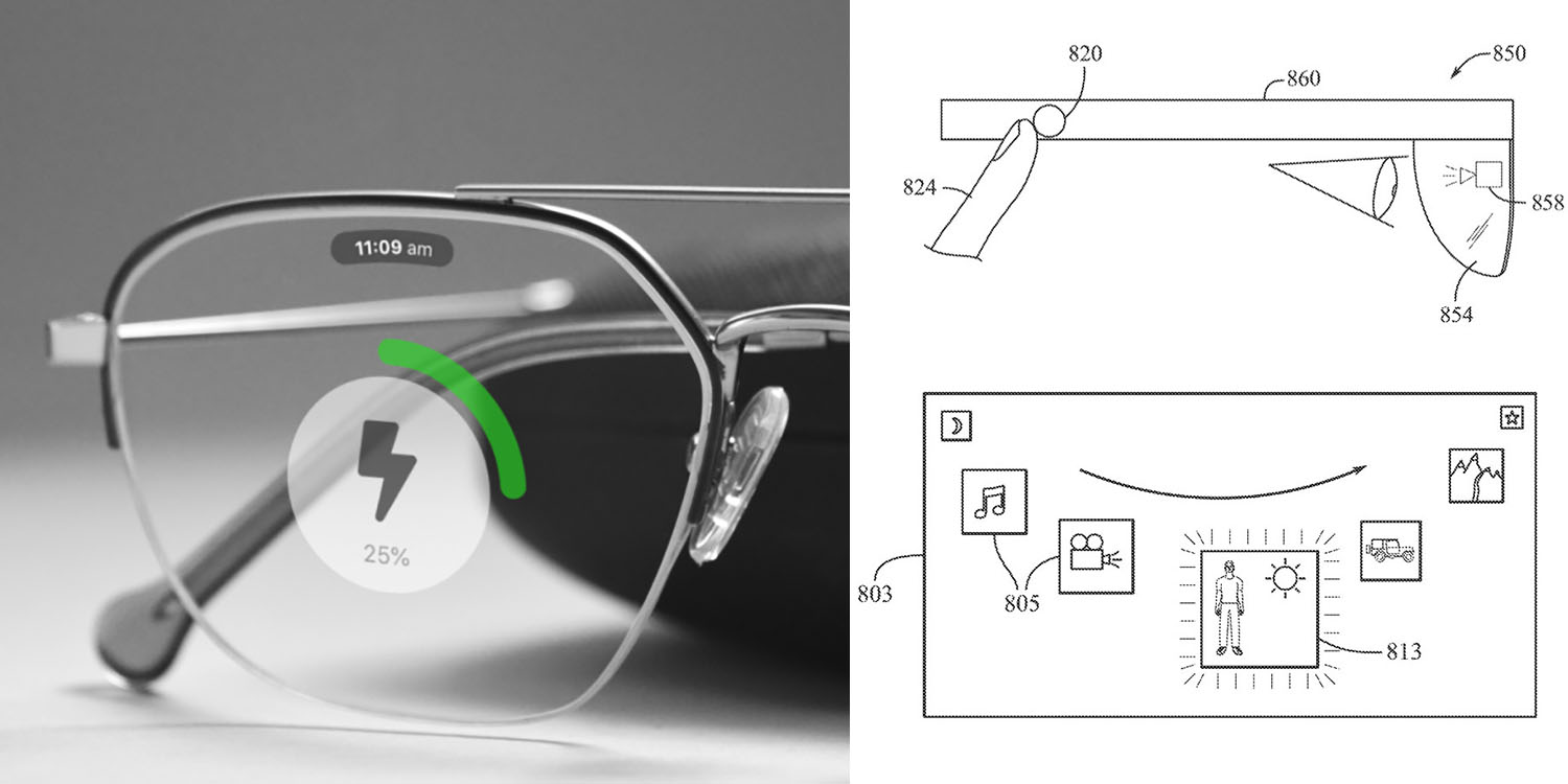 Apple Glasses Digital Crown | Patent drawings with concept image
