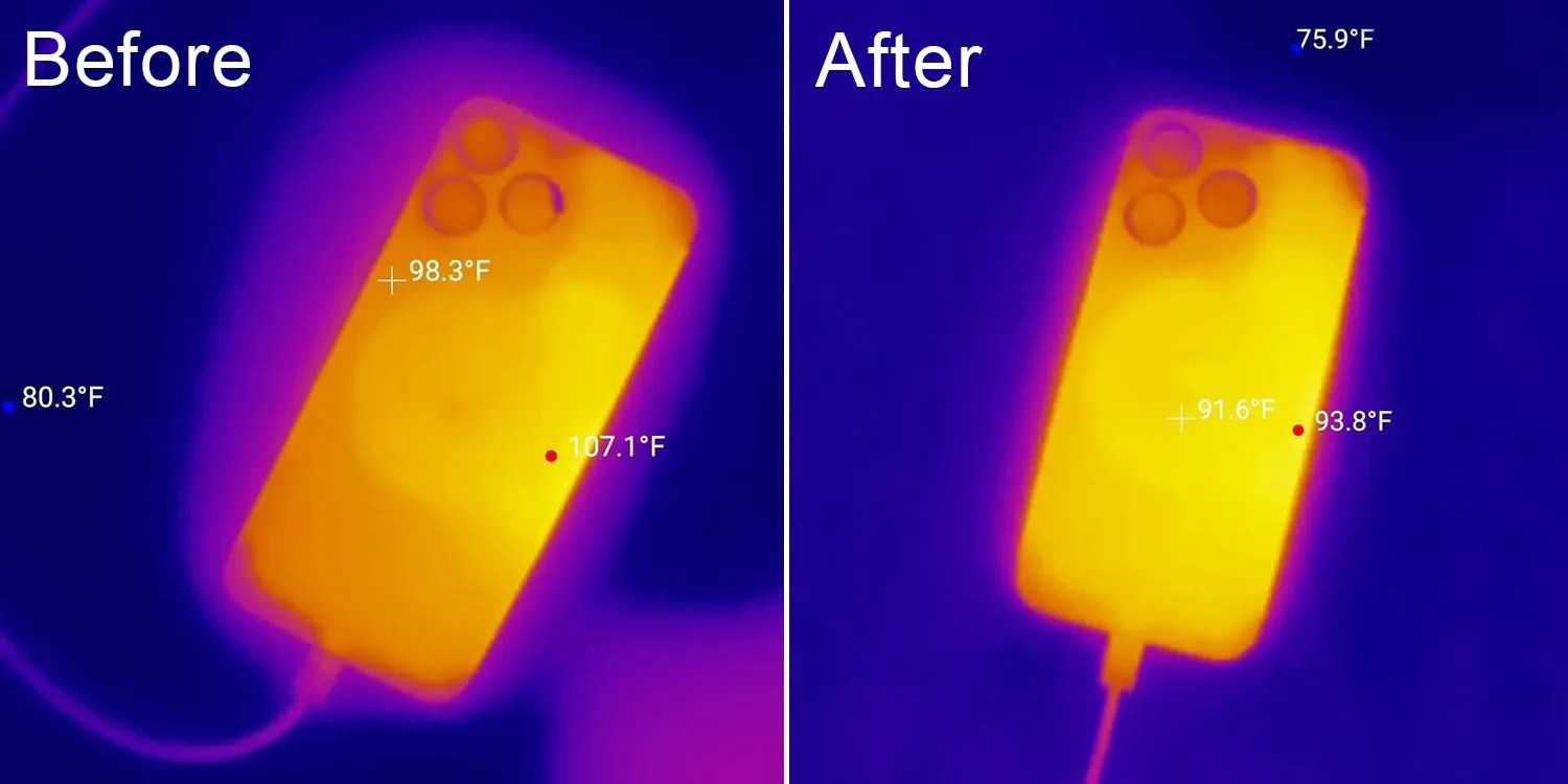 Remedierea supraîncălzirii iPhone 15 apare în citirile imaginilor termice