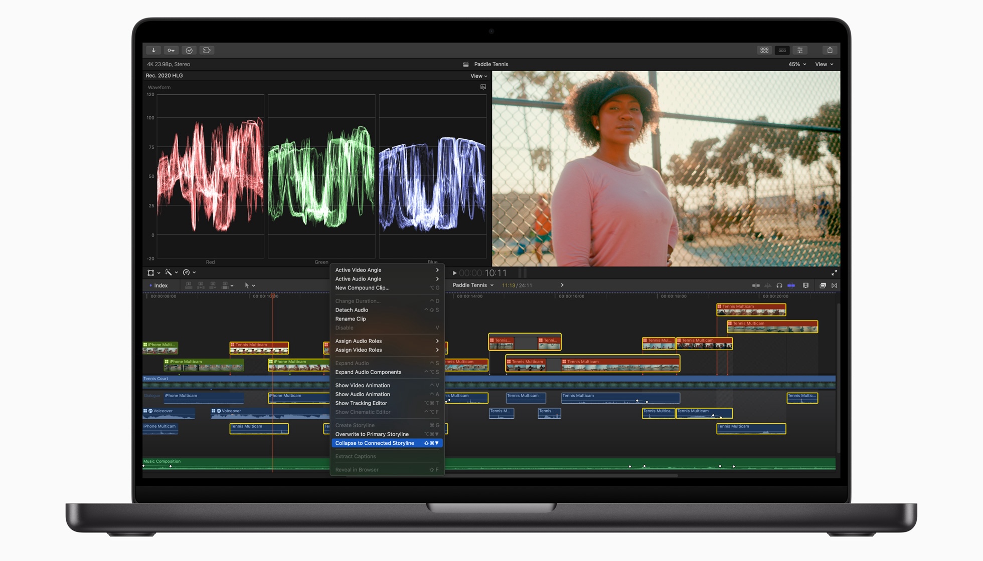 Scénarios connectés dans Final Cut Pro 10.7