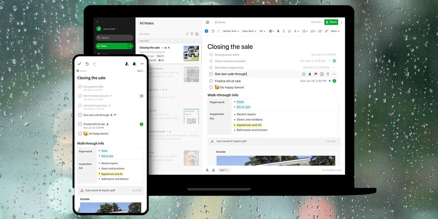 Utilisateurs gratuits d'Evernote |  Application vue sur Mac et iPhone