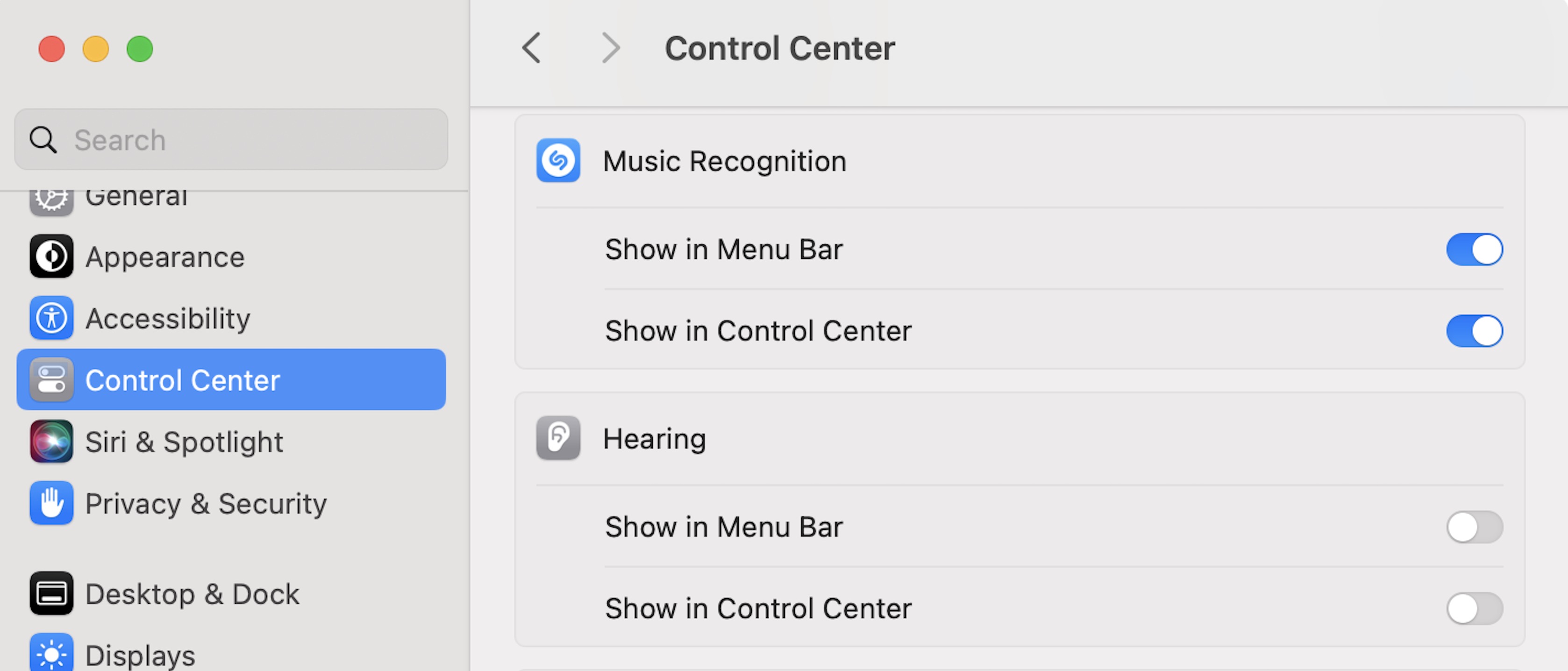 ｢macOS 14.2 beta 2｣では音楽認識サービスの｢Shazam｣がメニューバーとコントロールセンターから利用可能に