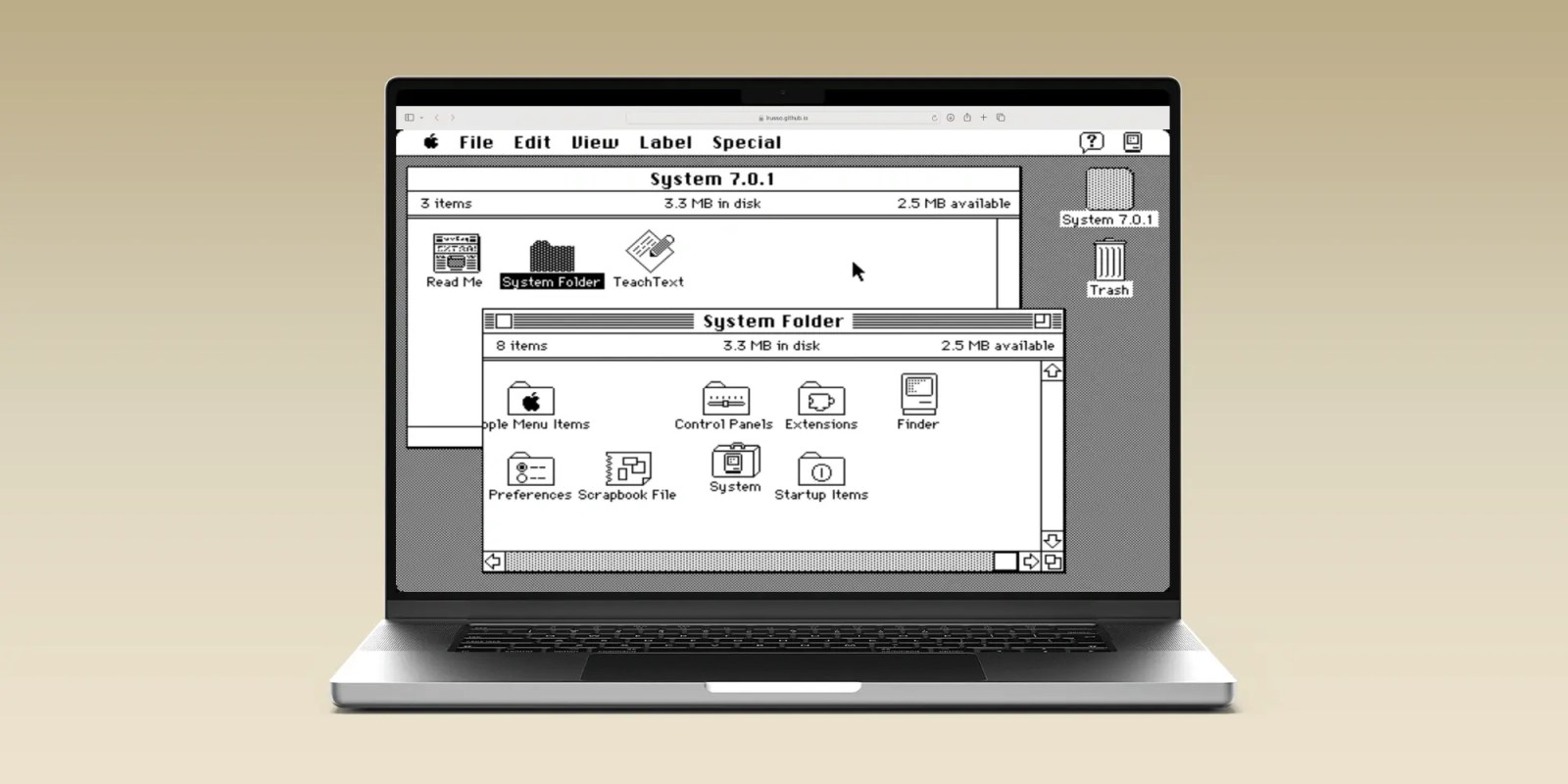 1991 Mac System 7 emulator in a web browser