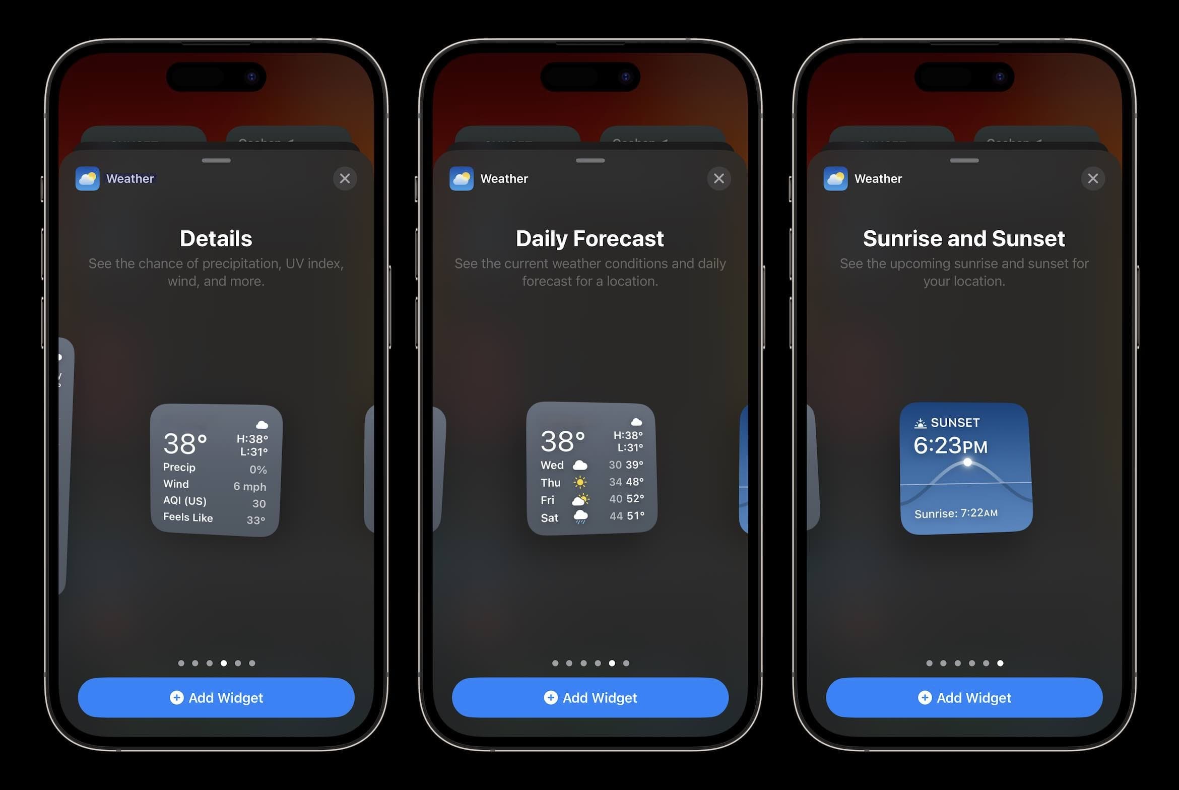 New Apple Weather widgets iOS 17.2 walkthrough