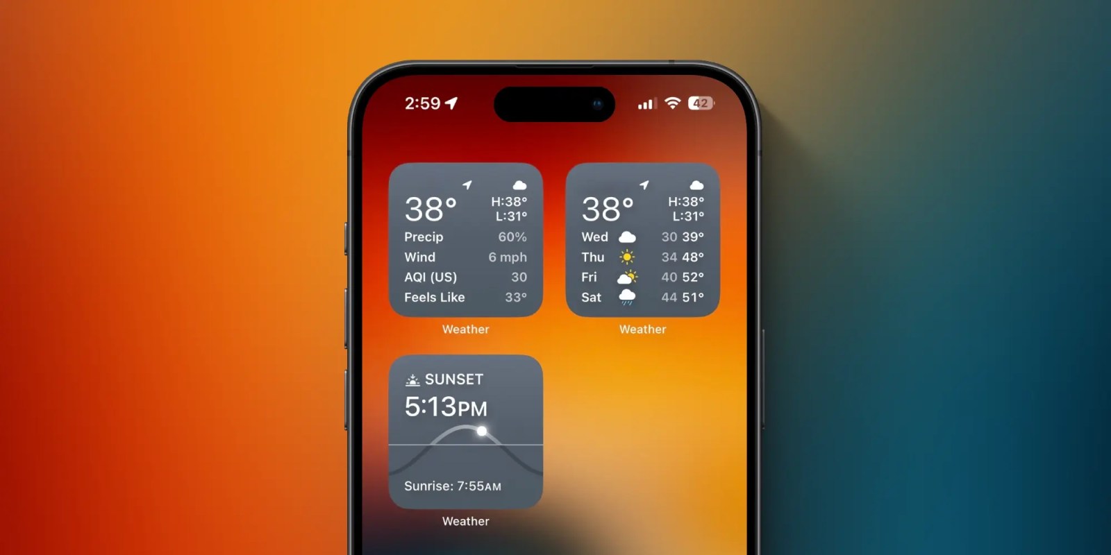 new Weather widgets iOS 17.2