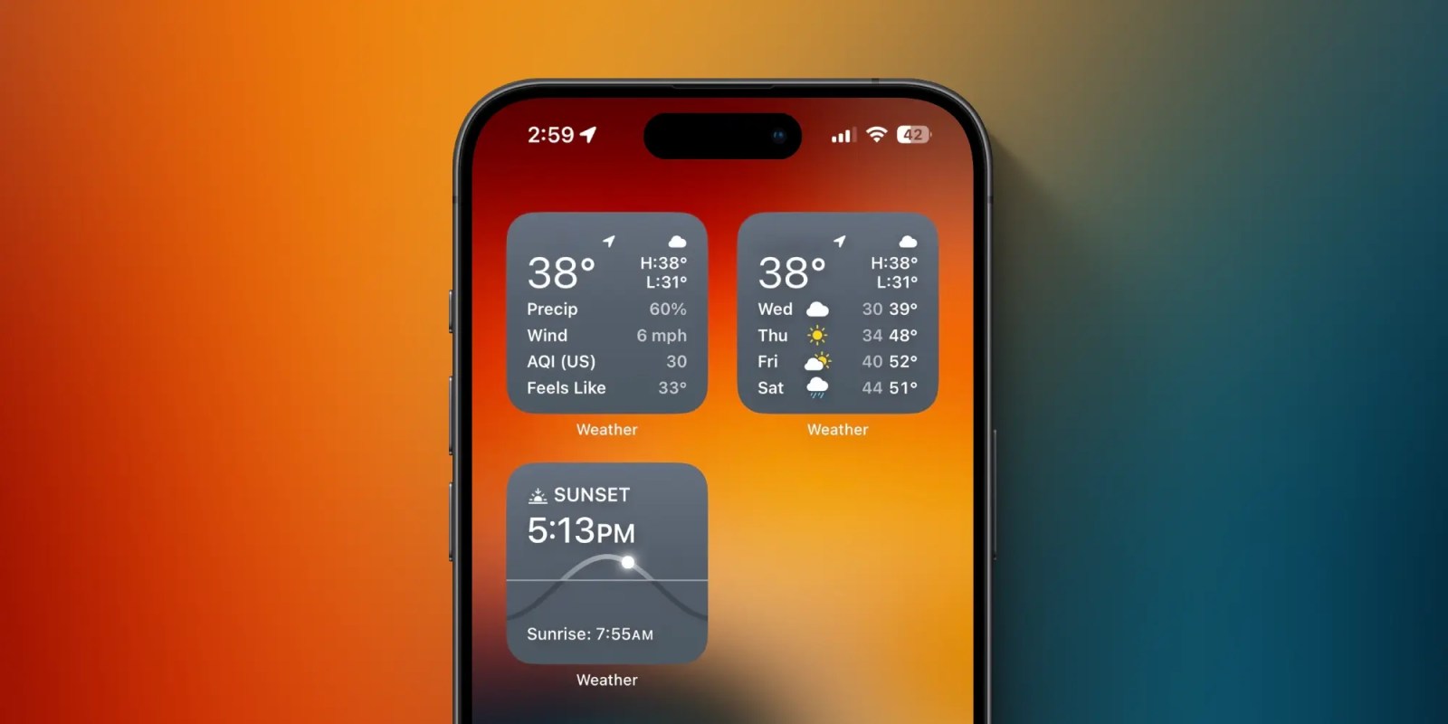 nouveaux widgets météo iOS 17.2