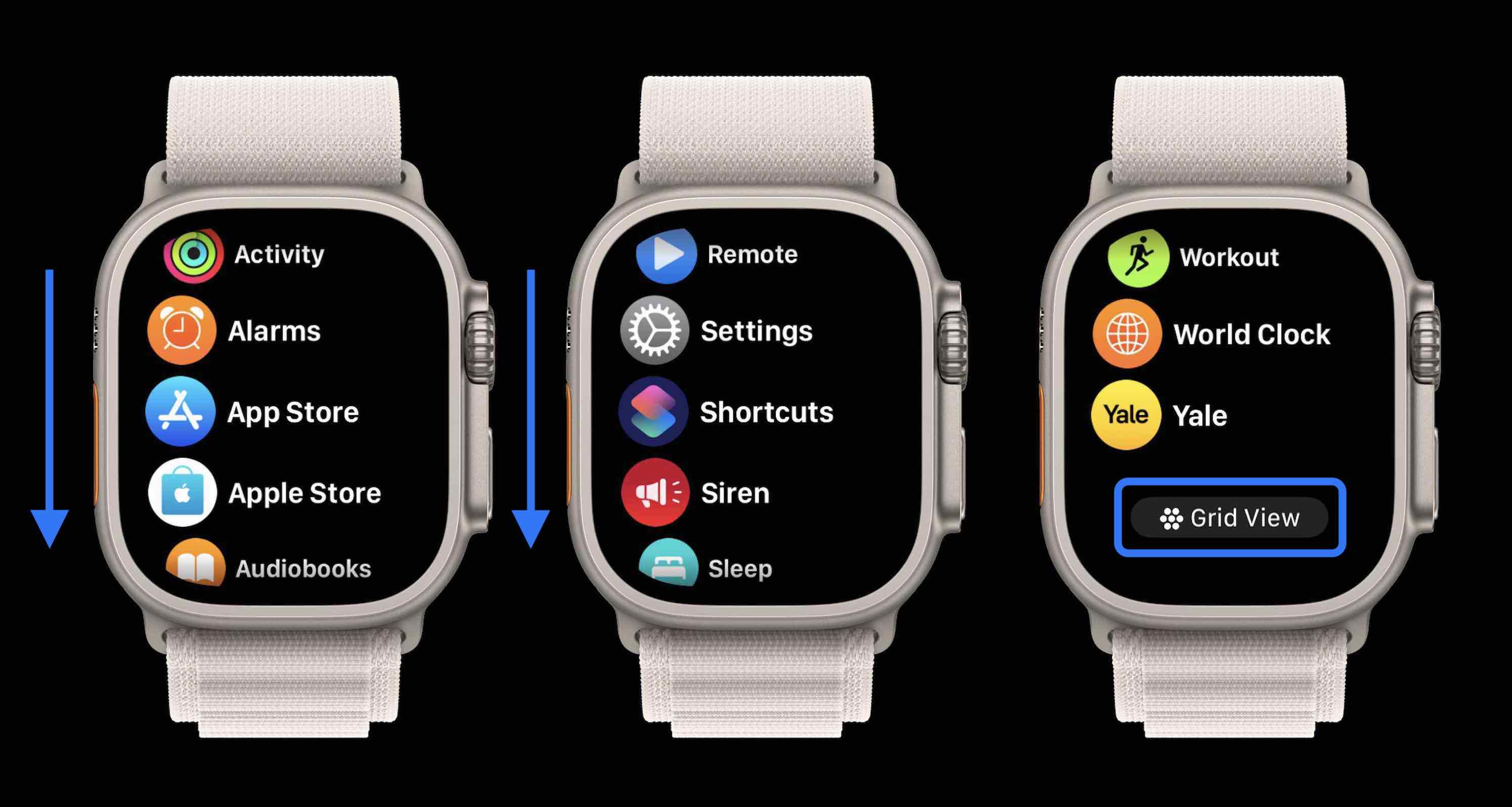 use a visualização de lista 2 do Apple Watch