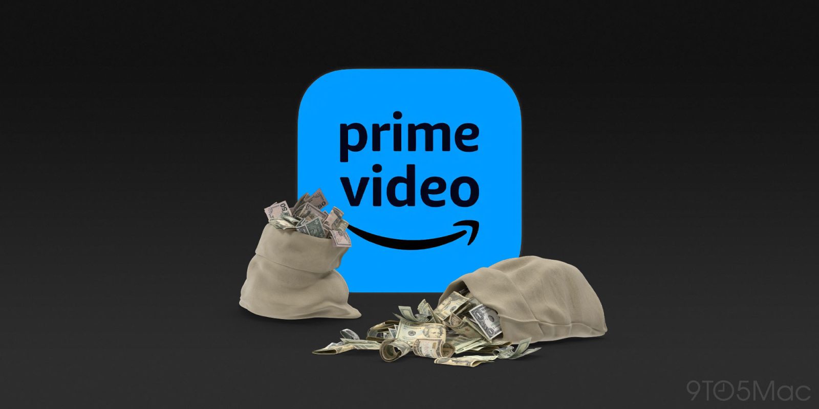 Amazon Prime Video ads | Logo with sacks of cash