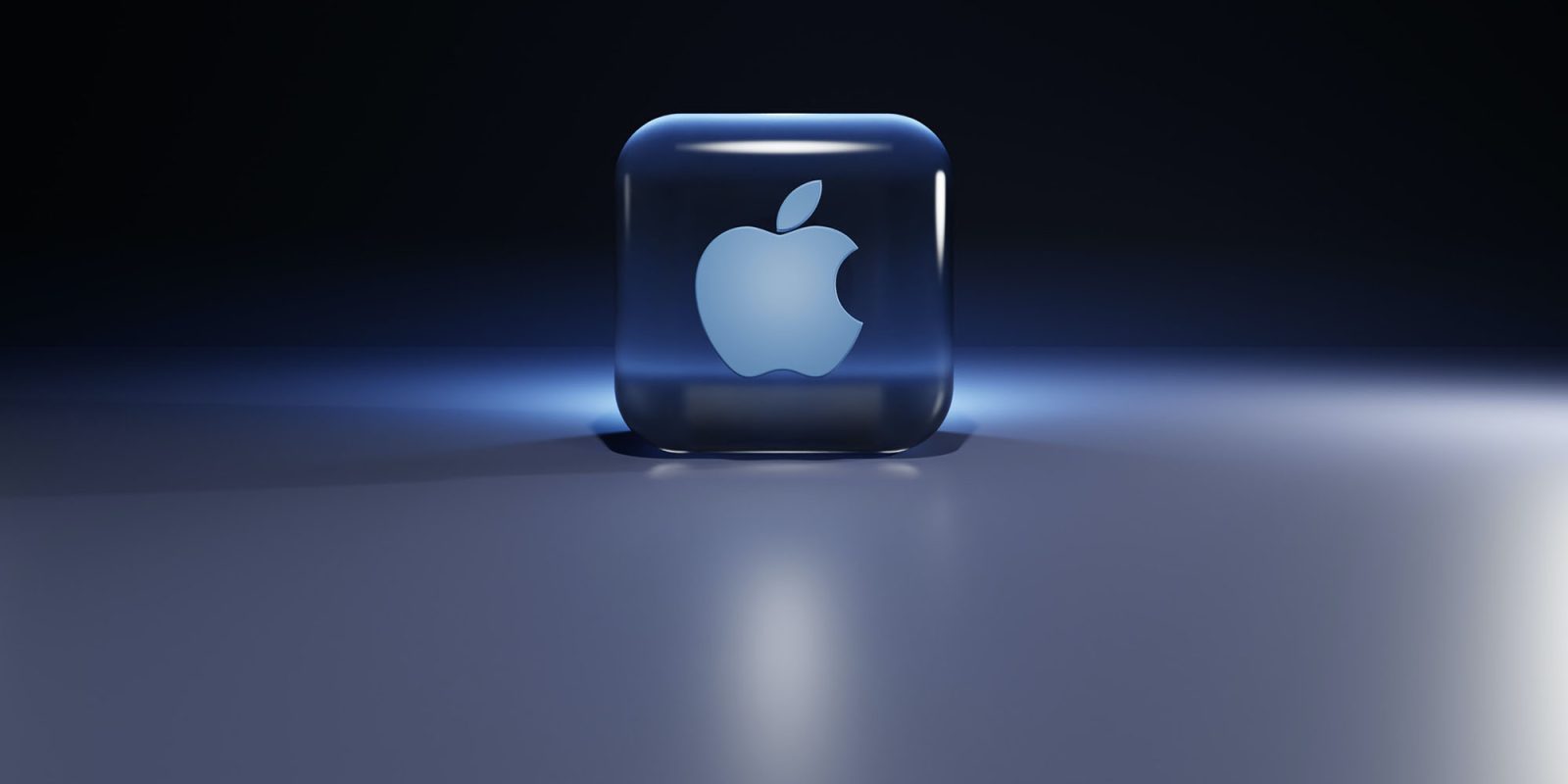 کمیسیون 27 درصدی اپل |  رندر سه بعدی لوگوی اپل در شیشه