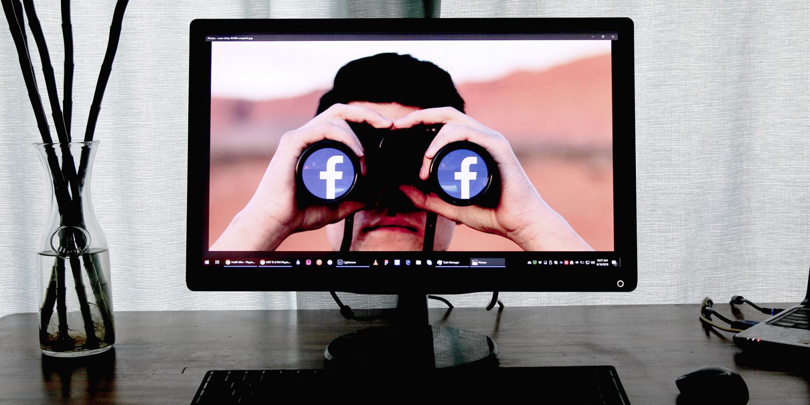 Facebook data-gathering | Binoculars with Facebook logos in the lenses