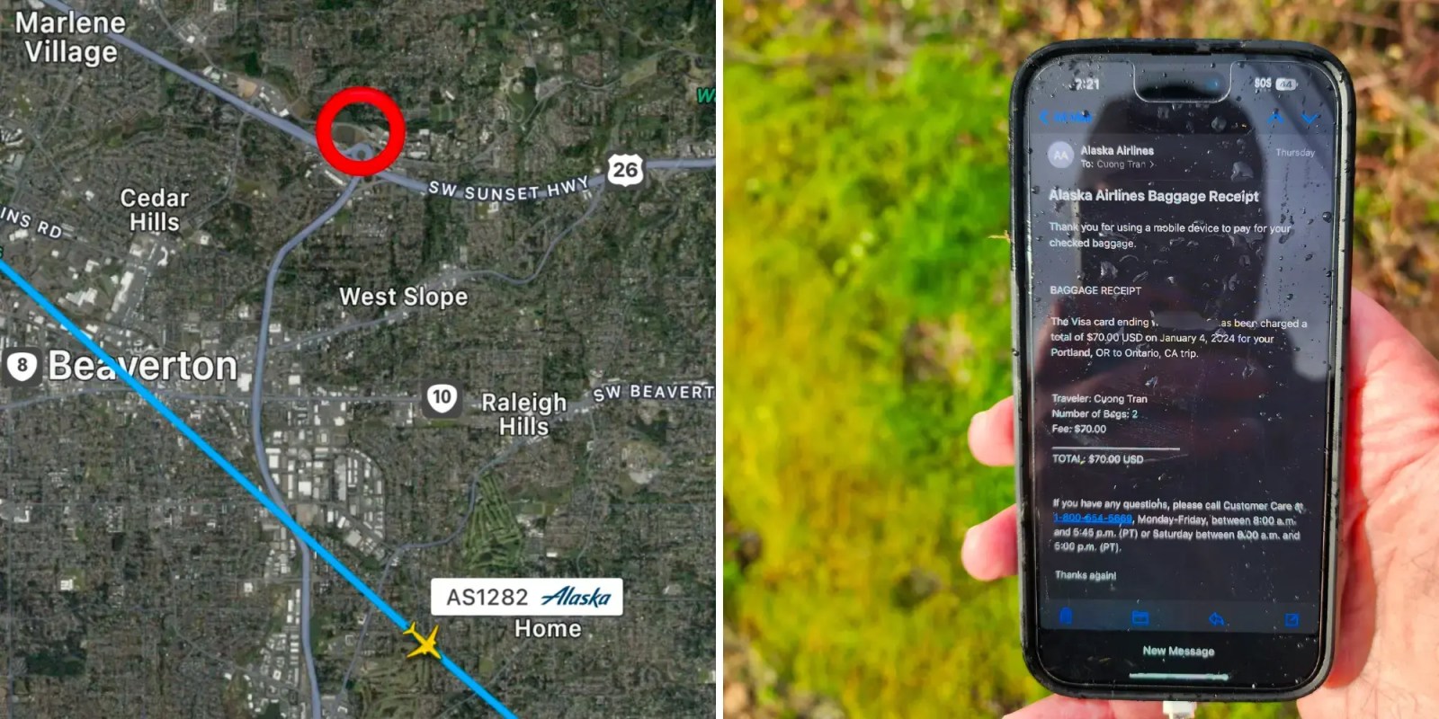 iphone found from alaska airlines flight 1282