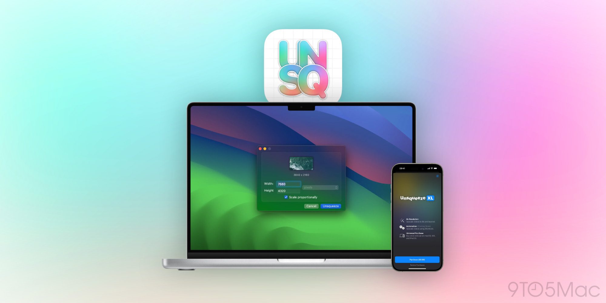 Unsqueeze — приложение для масштабирования видео с поддержкой разрешения 8K+, использующее Metal
