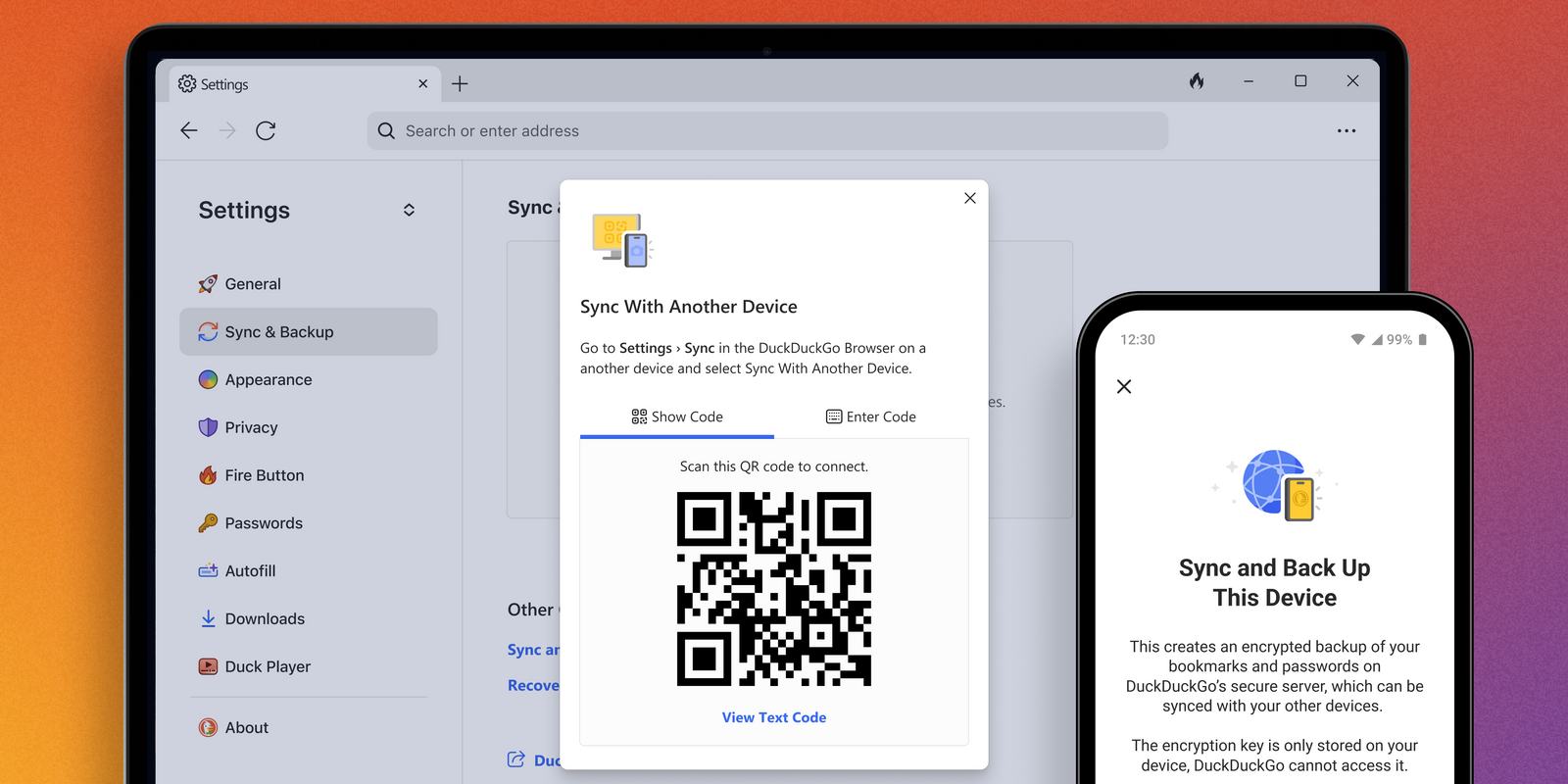 DuckDuckGo sync passwords and bookmarks – screengrabs shown