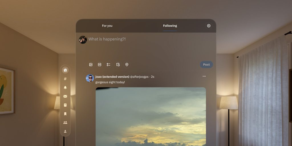 'Dusk' is an elegant app for using X/Twitter on Apple Vision Pro