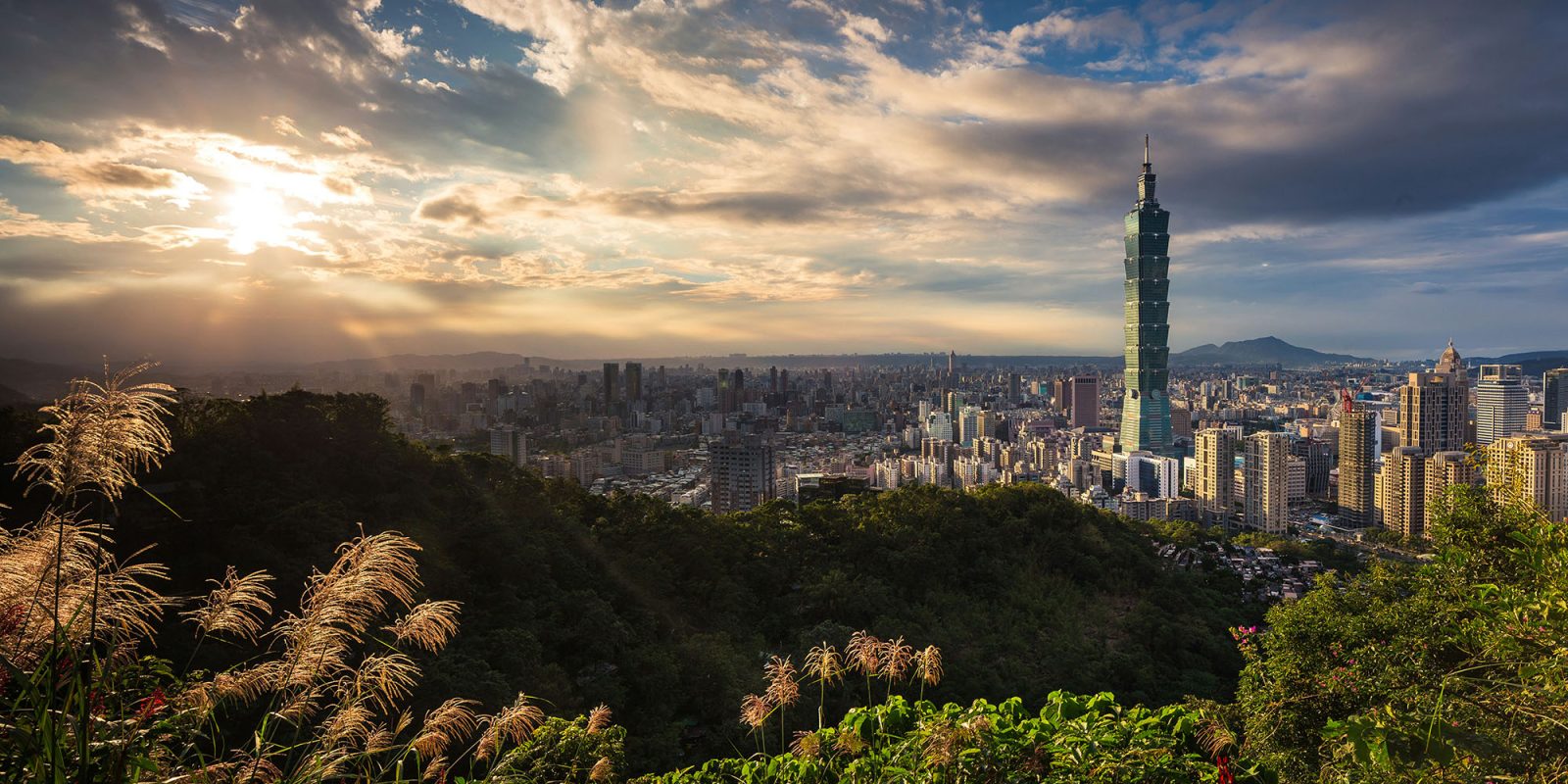 Jeff Williams in Taiwan | Taipei skyline pictured