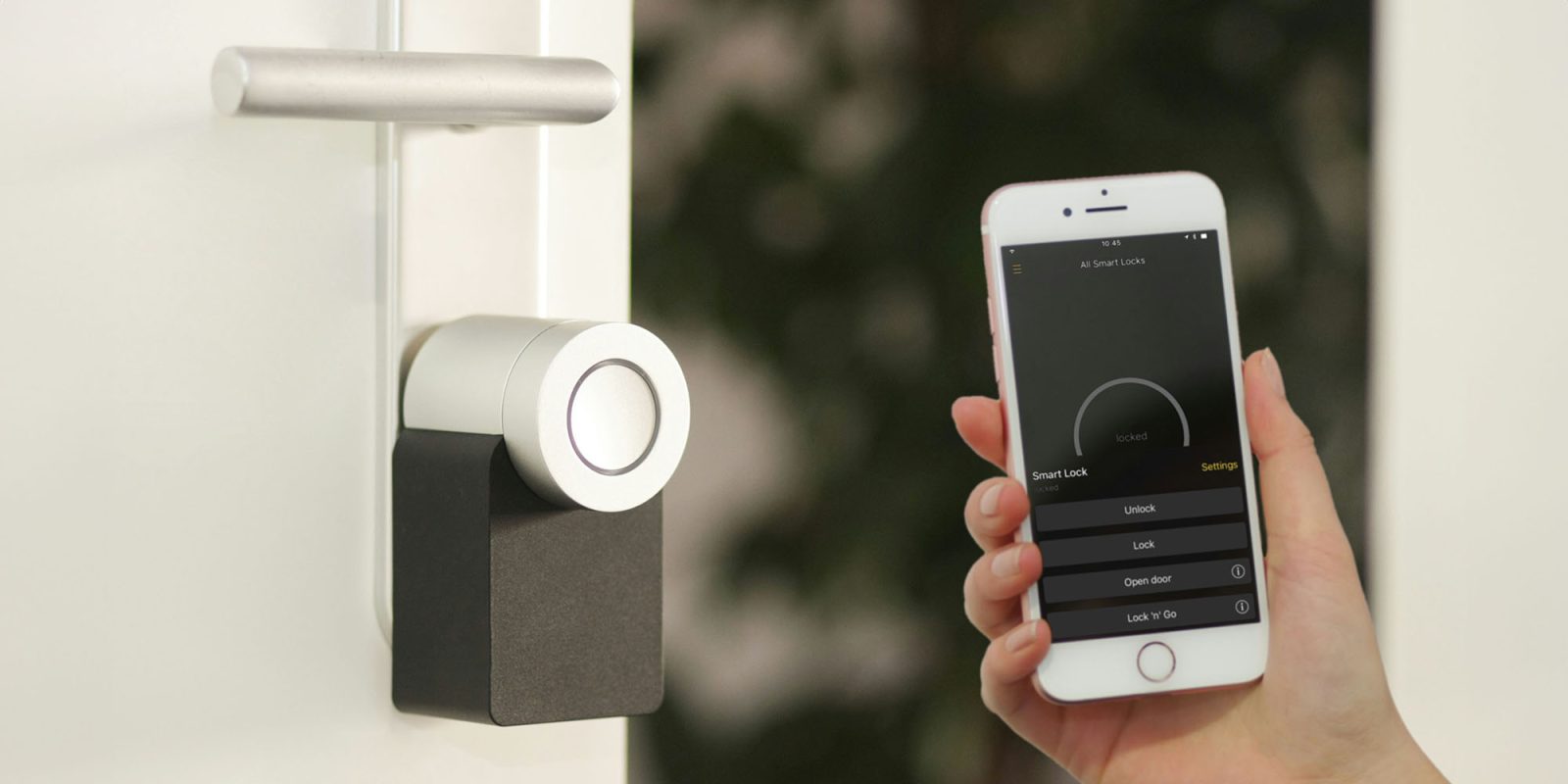 Product Security Verified standard | Photo shows smart lock with iPhone