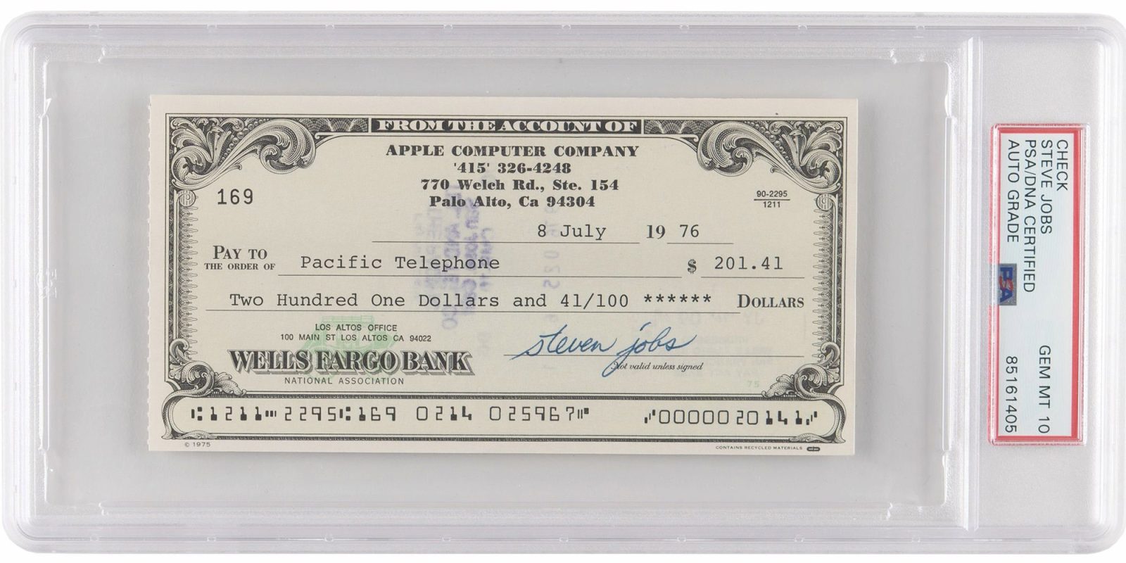 Le chèque historique de Steve Jobs pour payer la facture de téléphone d'Apple est mis aux enchères