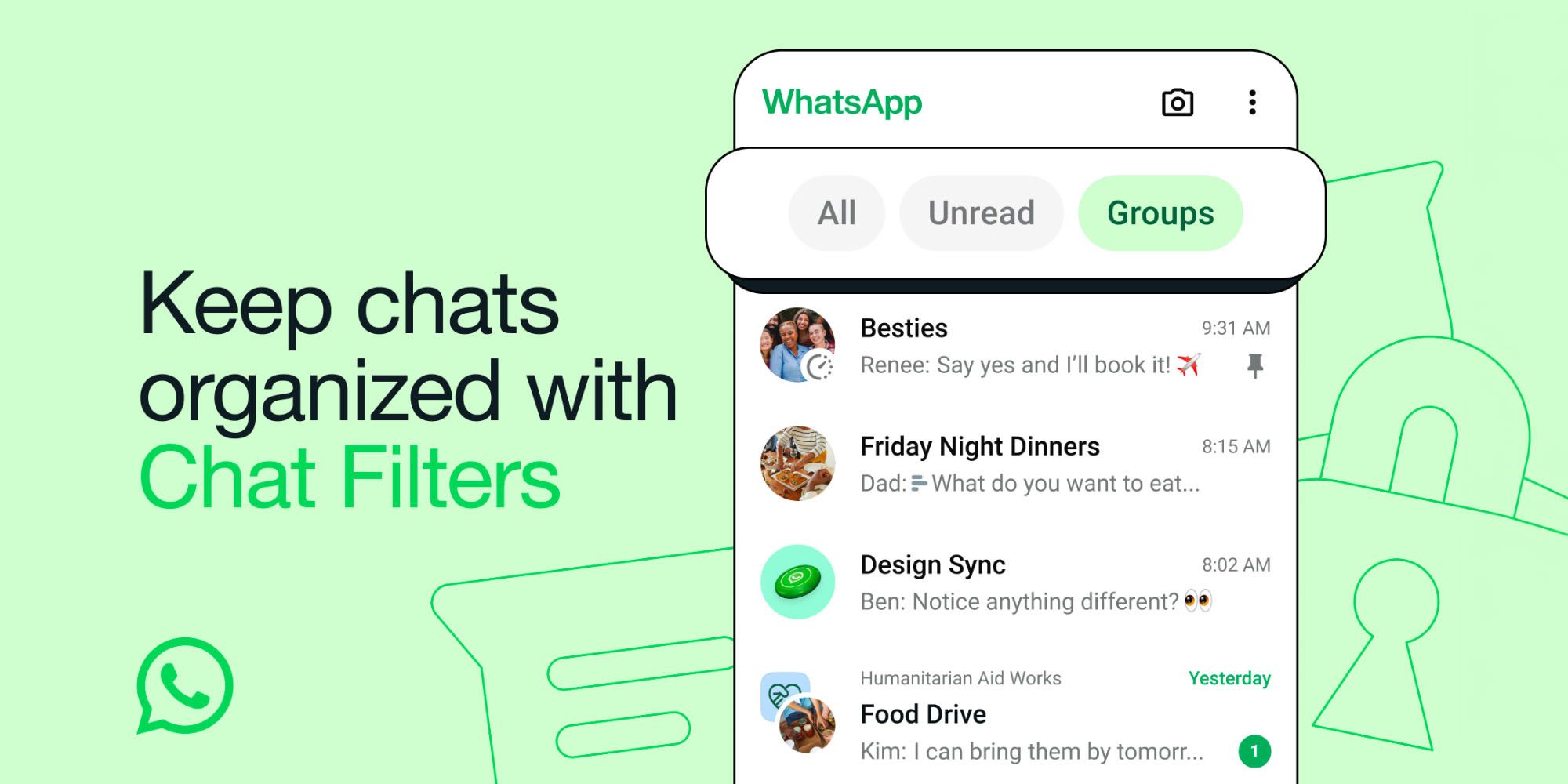 Фильтры чатов WhatsApp разделяют непрочитанные сообщения и группы