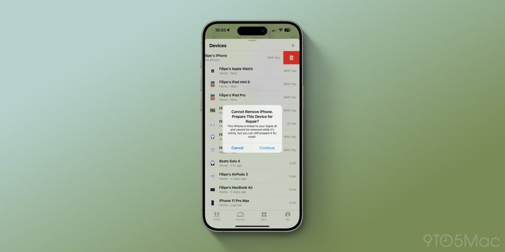 iOS 17.5 Repair Status Find My 