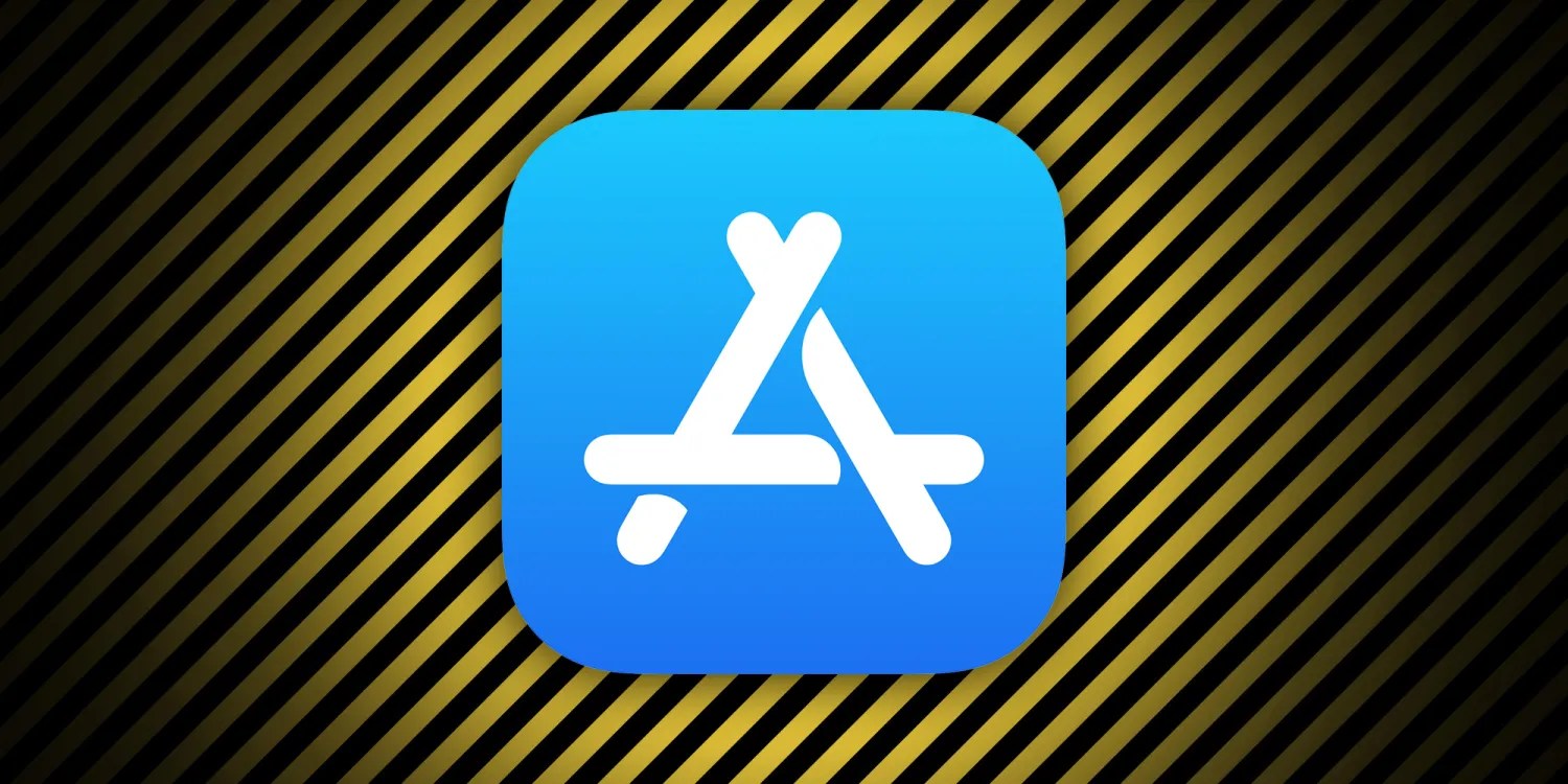 Fraude sur l'App Store |  Logo contre bande de danger