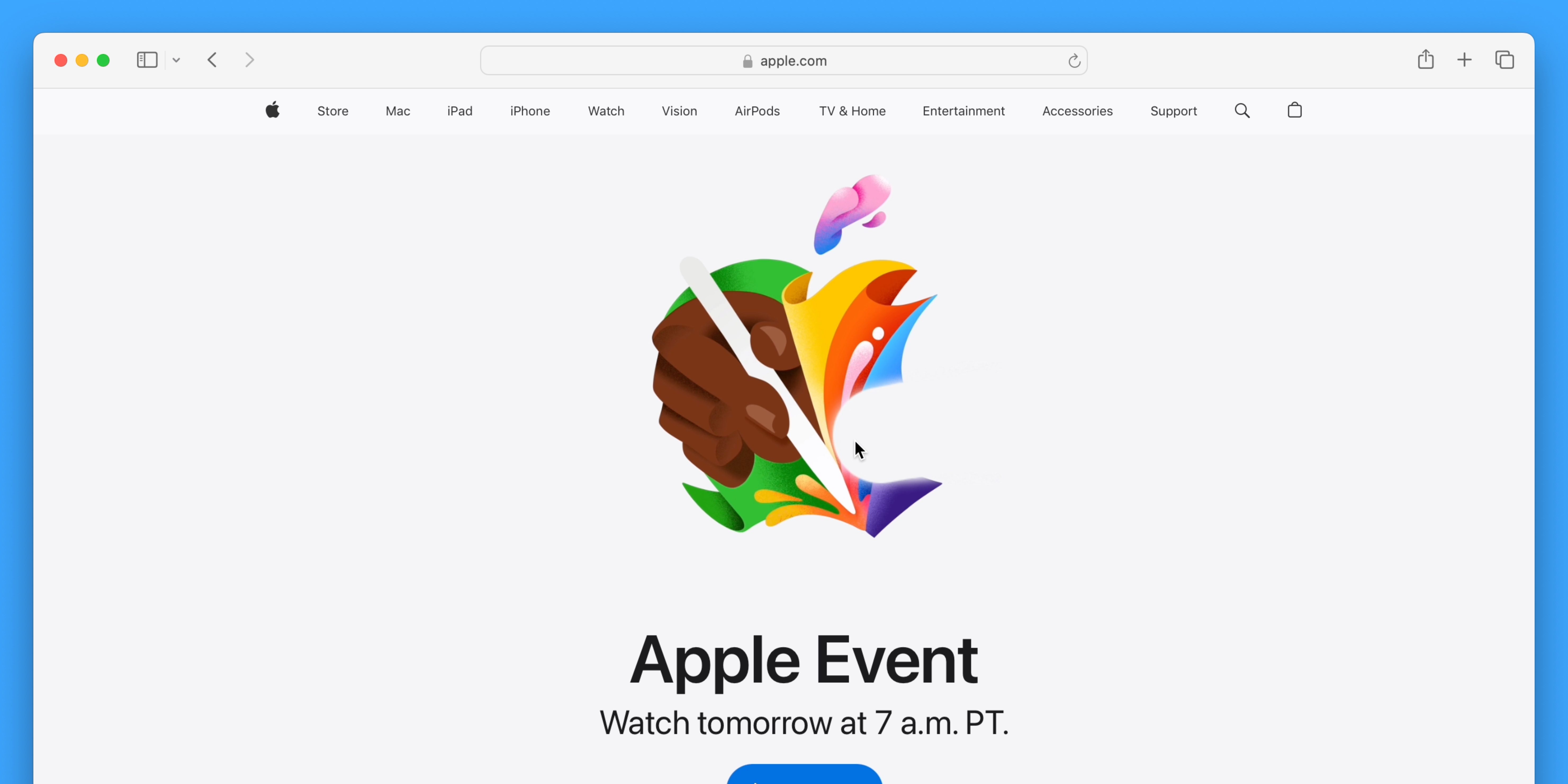 На главной странице Apple появилось интерактивное тизерное изображение с «ластиком» перед завтрашним мероприятием, посвященным iPad
