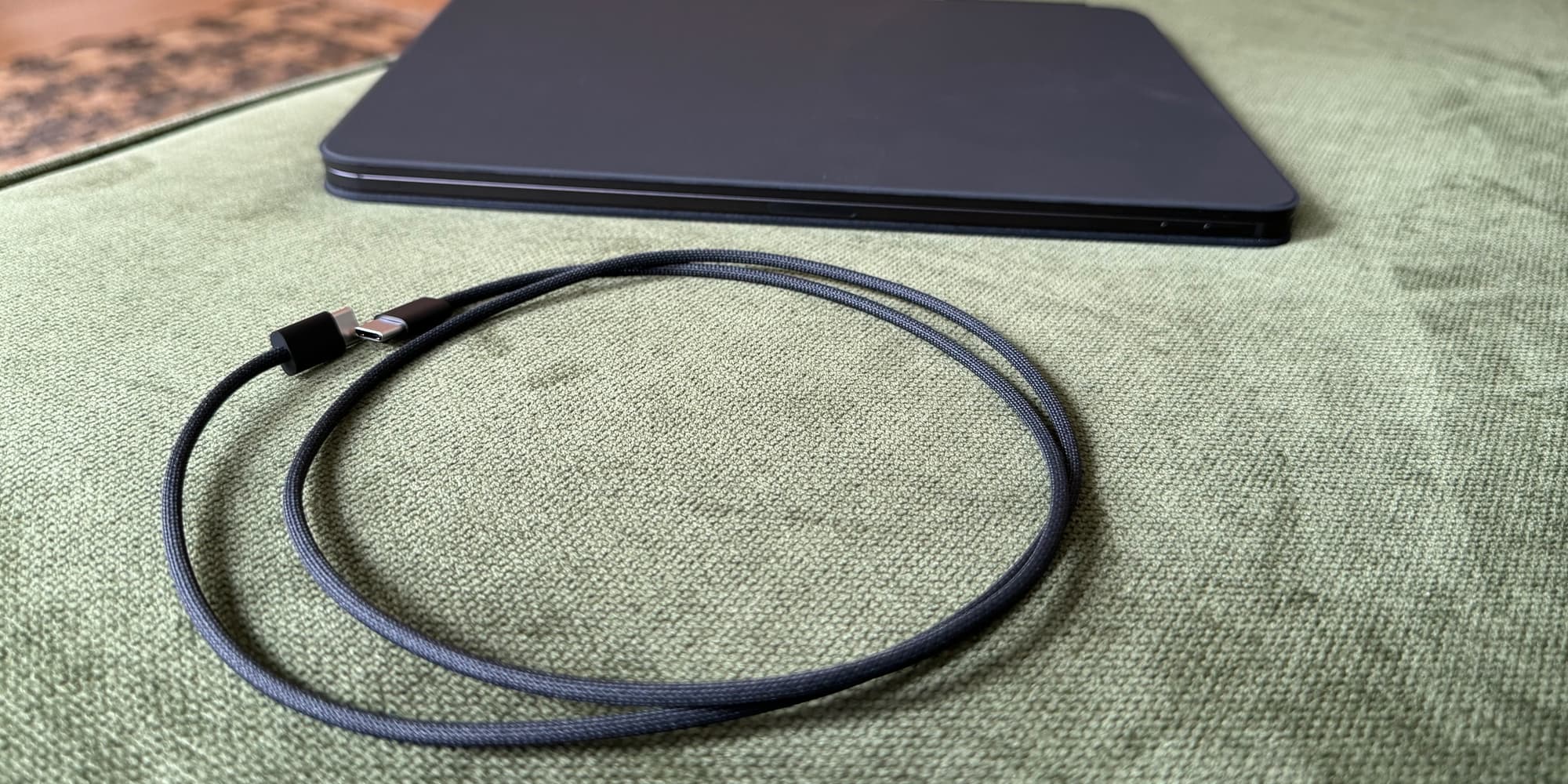 Space black USB-C cable with M4 iPad Pro