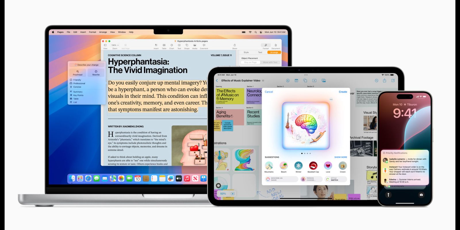 Fonctionnalités Apple Intelligence |  Image promotionnelle Apple