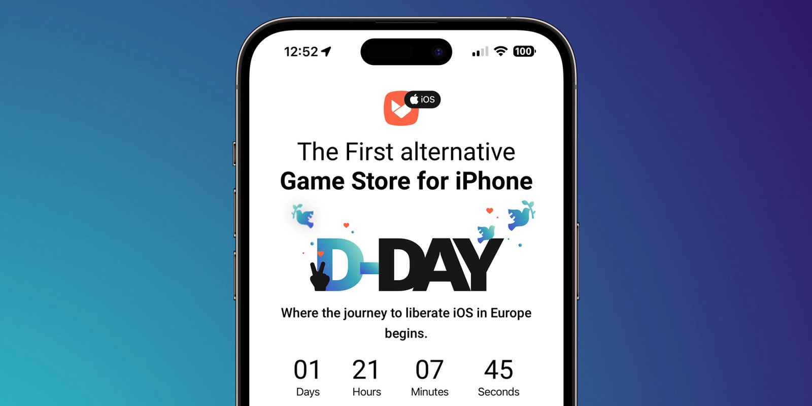 Aptoide iOS app store | Screengrab of countdown