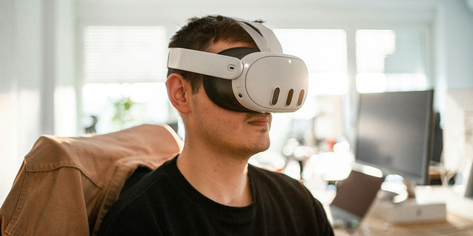 Meta Quest headsets (shown) testing Vision Pro-style freeform window placement