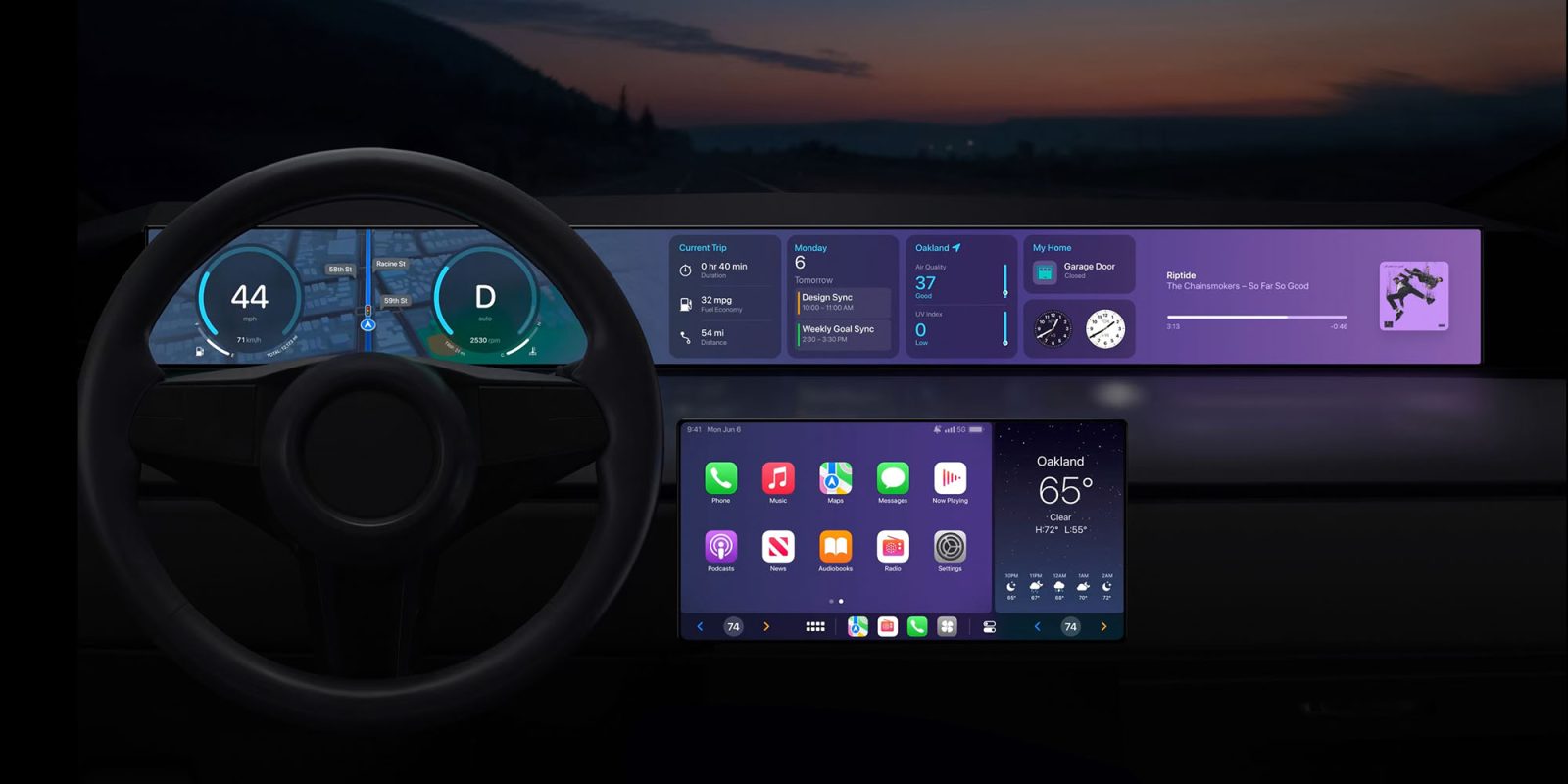 Punch-through می تواند کلیدی برای CarPlay نسل بعدی باشد (داشبورد نمونه نشان داده شده است)