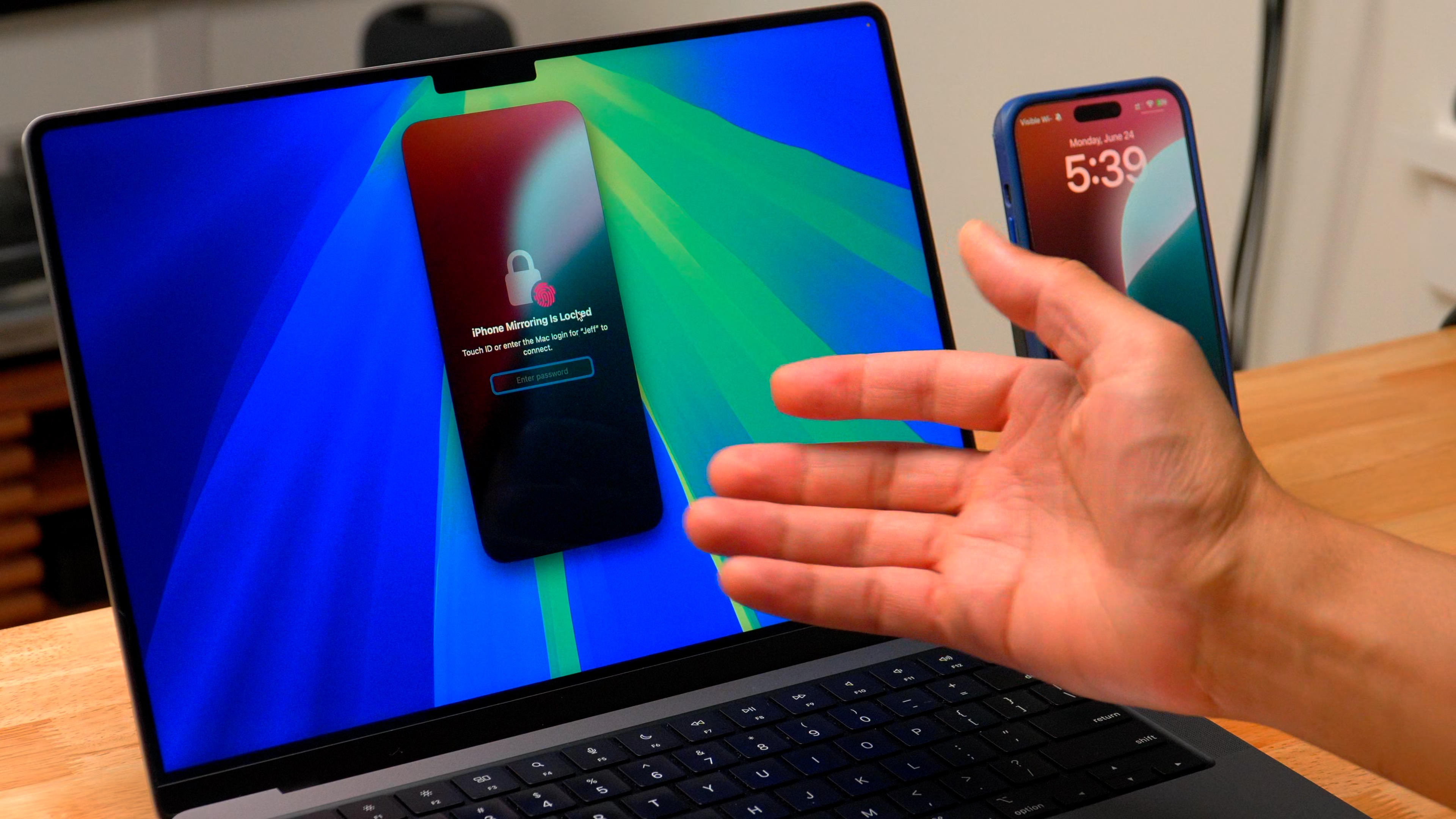 Login with Touch ID or Mac password, iPhone Mirroring macOS Sequoia