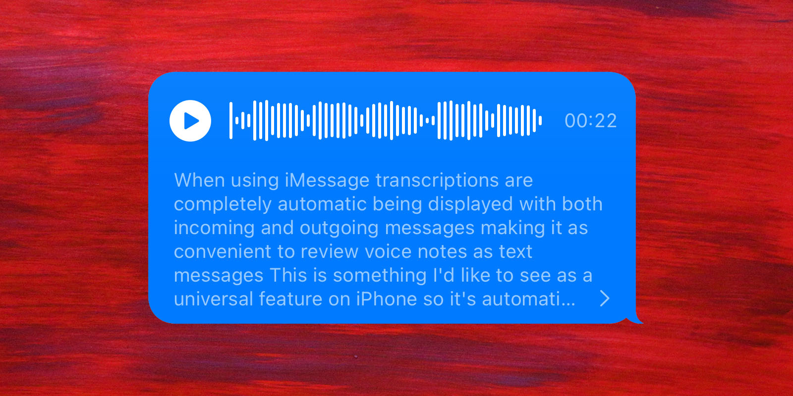 iPhone voice transcription screengrab