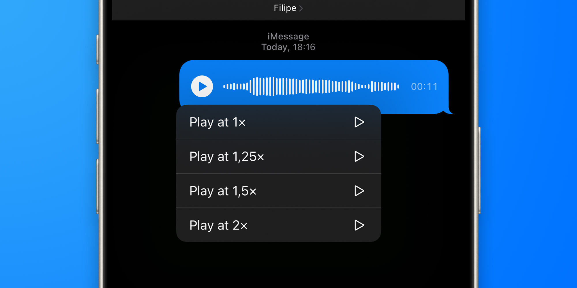 Here's how to adjust the playback speed in iMessage