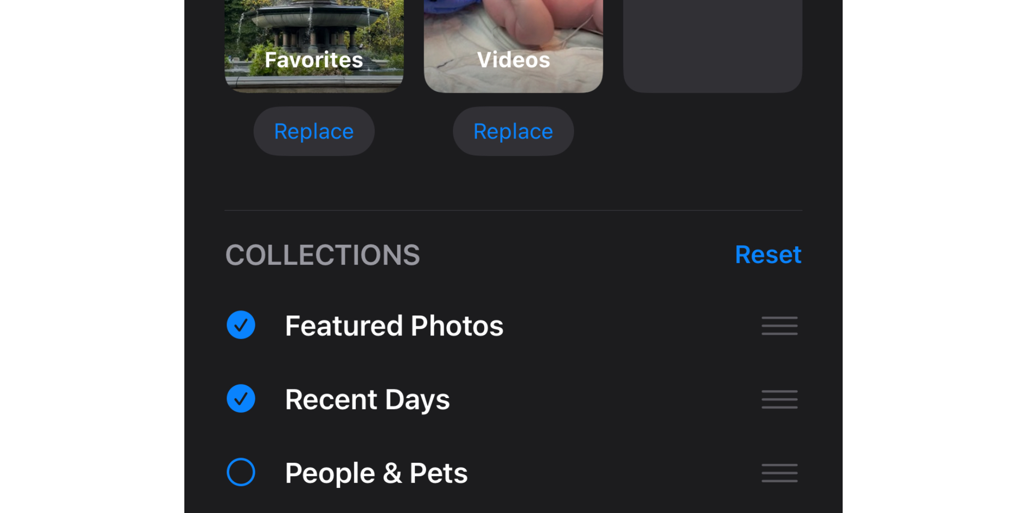 Personnalisation de l'application Photos d'iOS 18