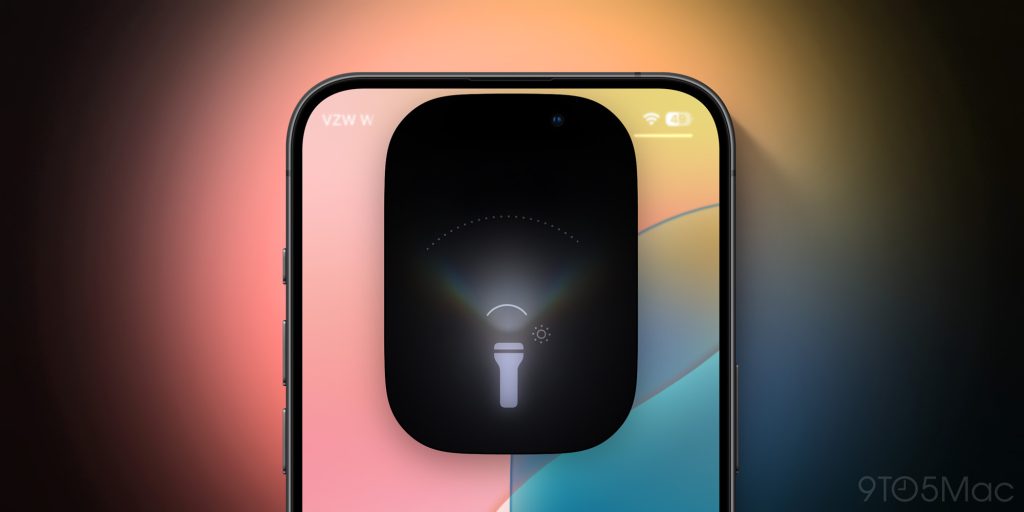 iPhone flashlight iOS 18 UI