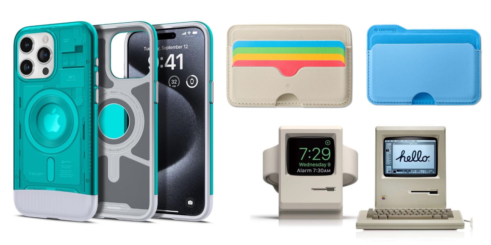 Assortment of accessories inspired by classic Apple designs
