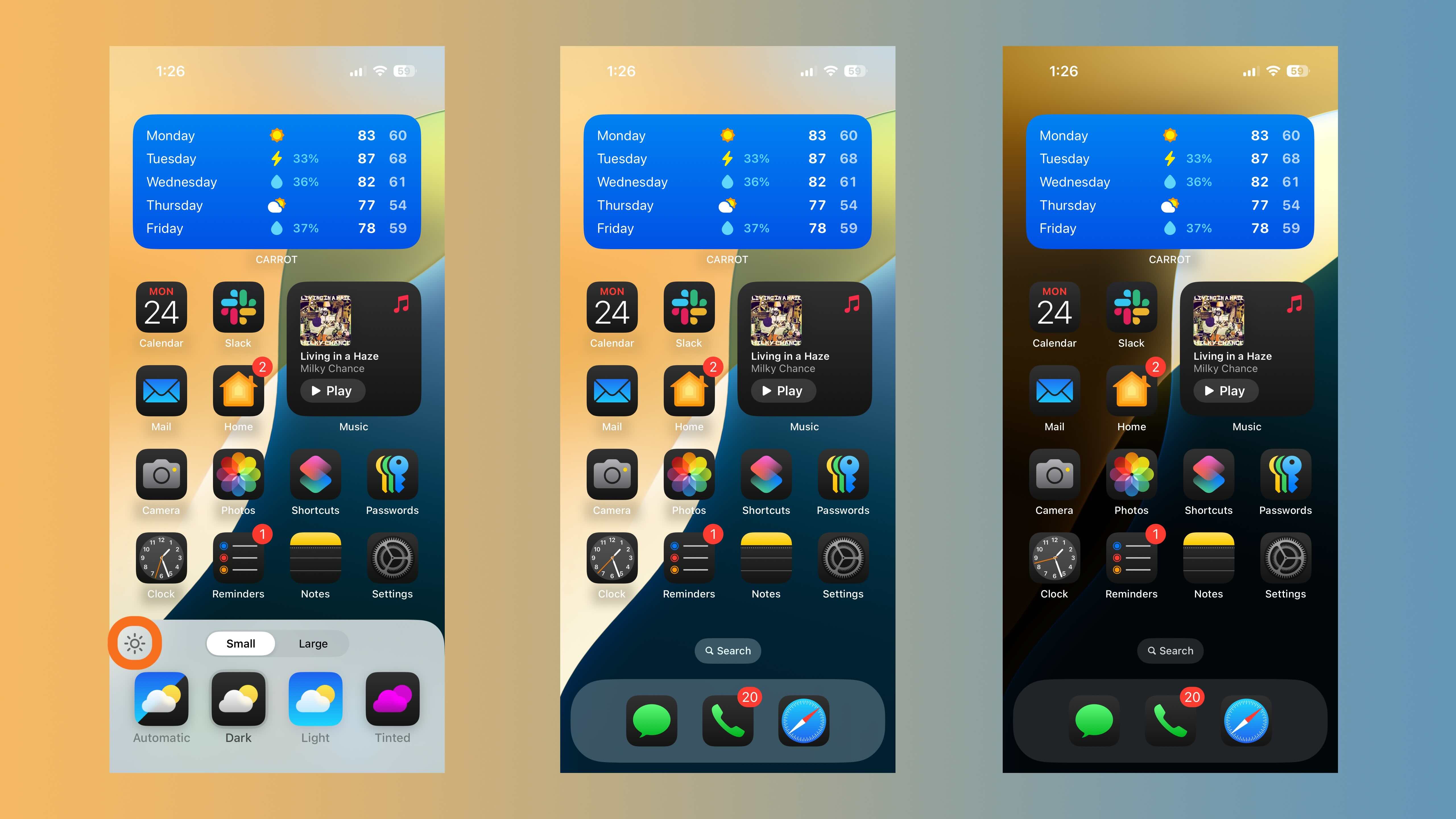 use Dark Mode app icons iPhone iOS 18 2